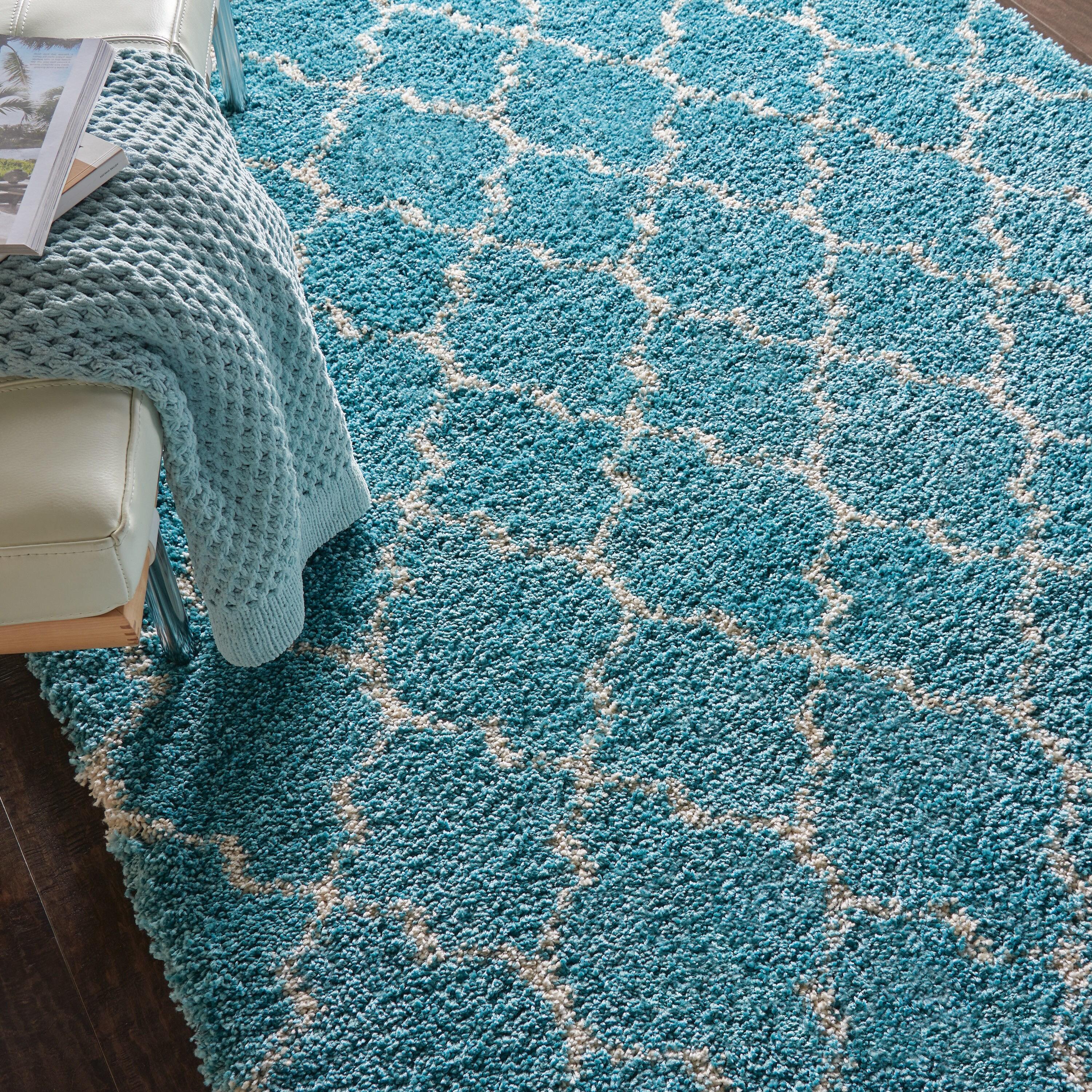 Nourison Amore Trellis Aqua 5'3" x 7'5" Area Rug, (5x7)