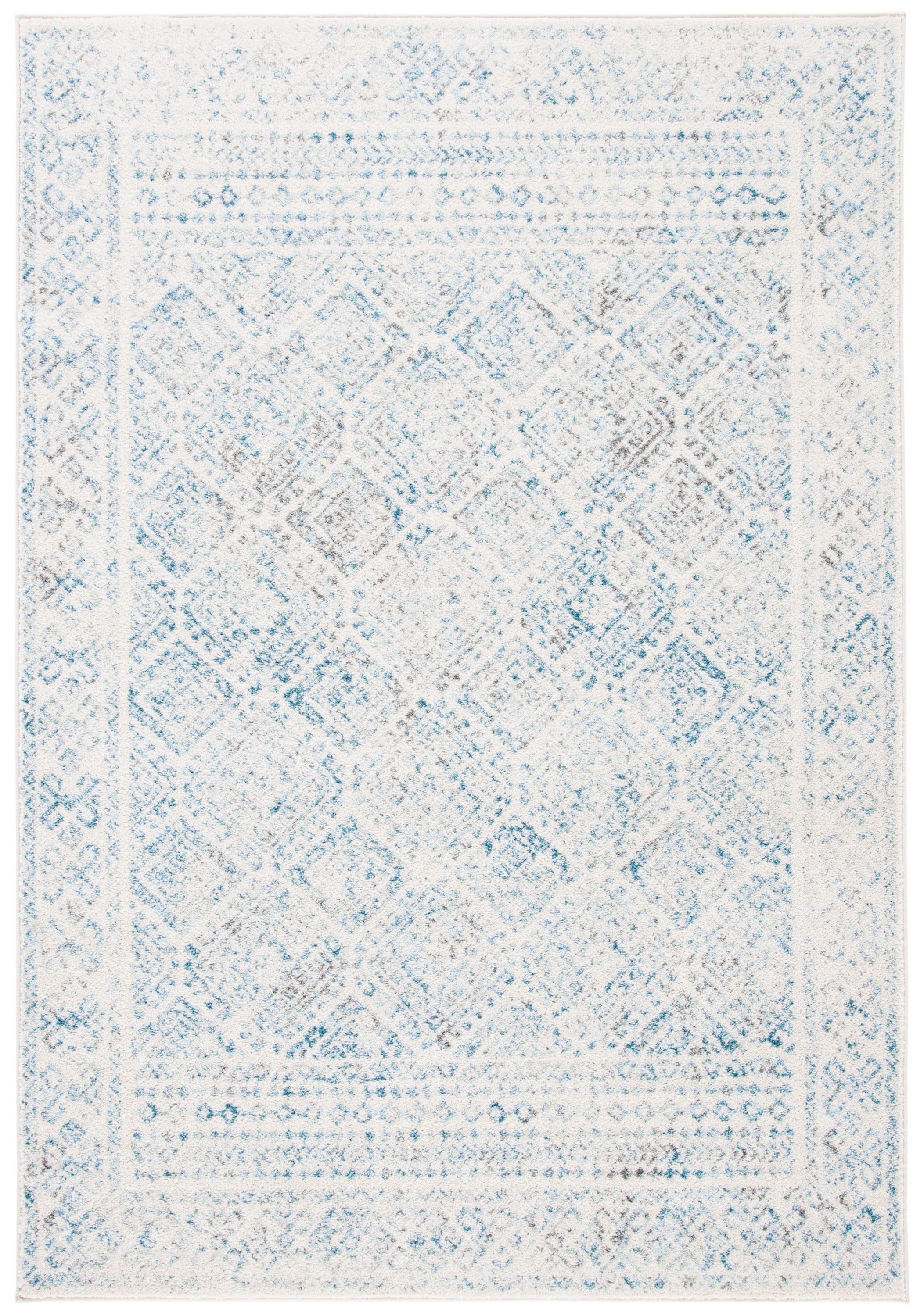 SAFAVIEH Tulum Ophelia Bordered Geometric Area Rug, 9' x 12', Ivory/Turquoise