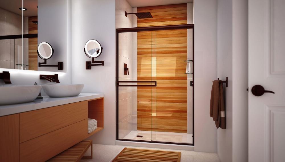 46" W x 70" H Bypass Semi-Frameless Shower Door