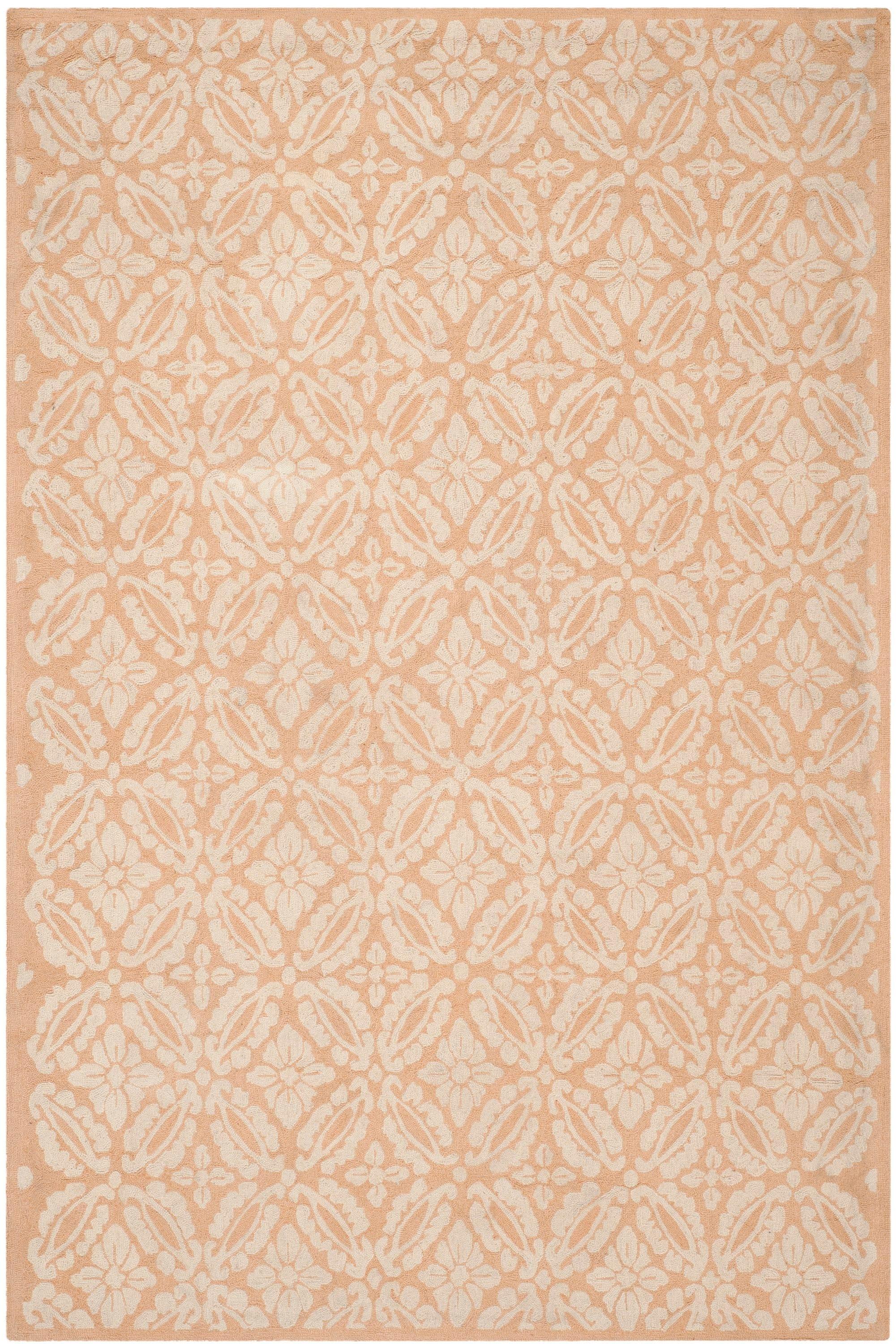 Blush Rectangular Handmade Wool Area Rug, 5'3" x 8'3"