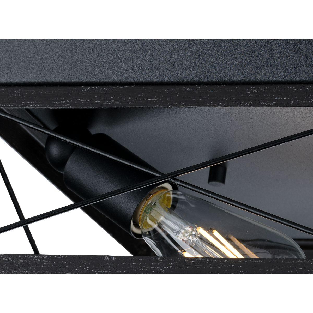 Progress Lighting, Briarwood, 2-Light Flush Mount, Textured Black, Faux-Painted Wood Enclosure