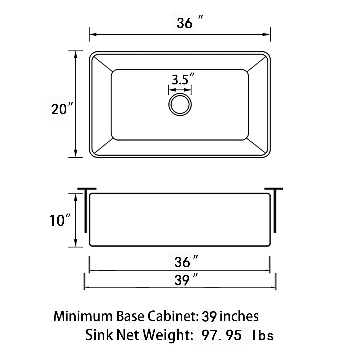 20'' L Undermount Single Bowl Fireclay Kitchen Sink