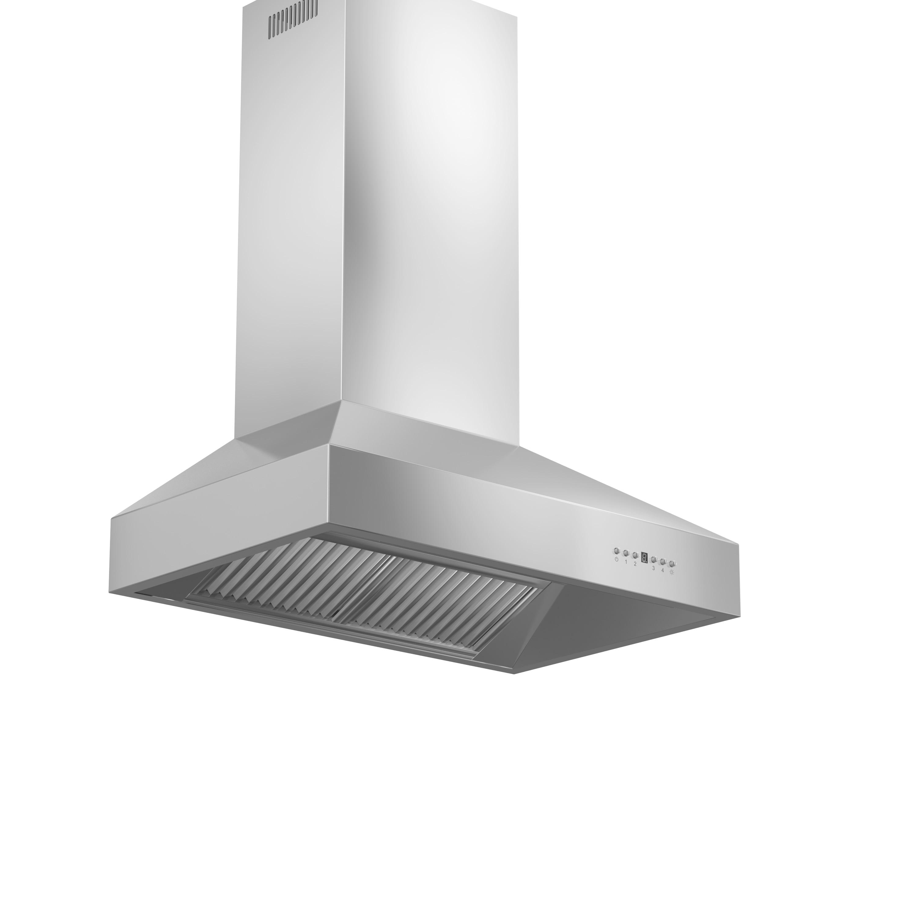 ZLINE 36 in. Professional Ducted Wall Mount Range Hood in Stainless Steel W/ Crown Molding (667CRN-36)