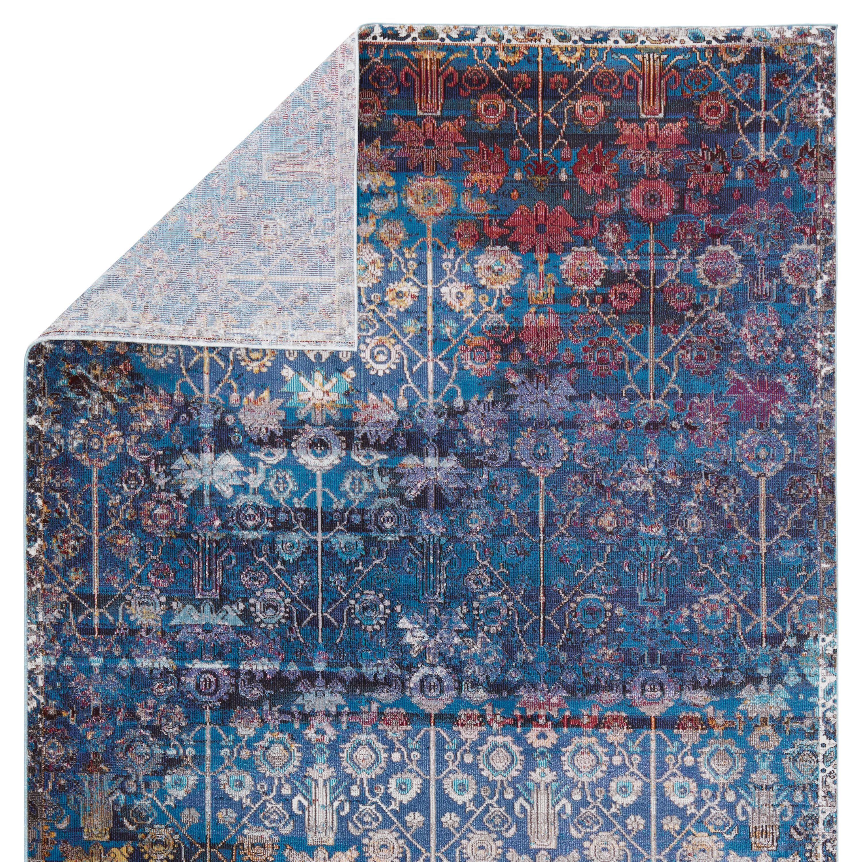 Izar Blue and Multicolor Synthetic 8' x 10' Area Rug