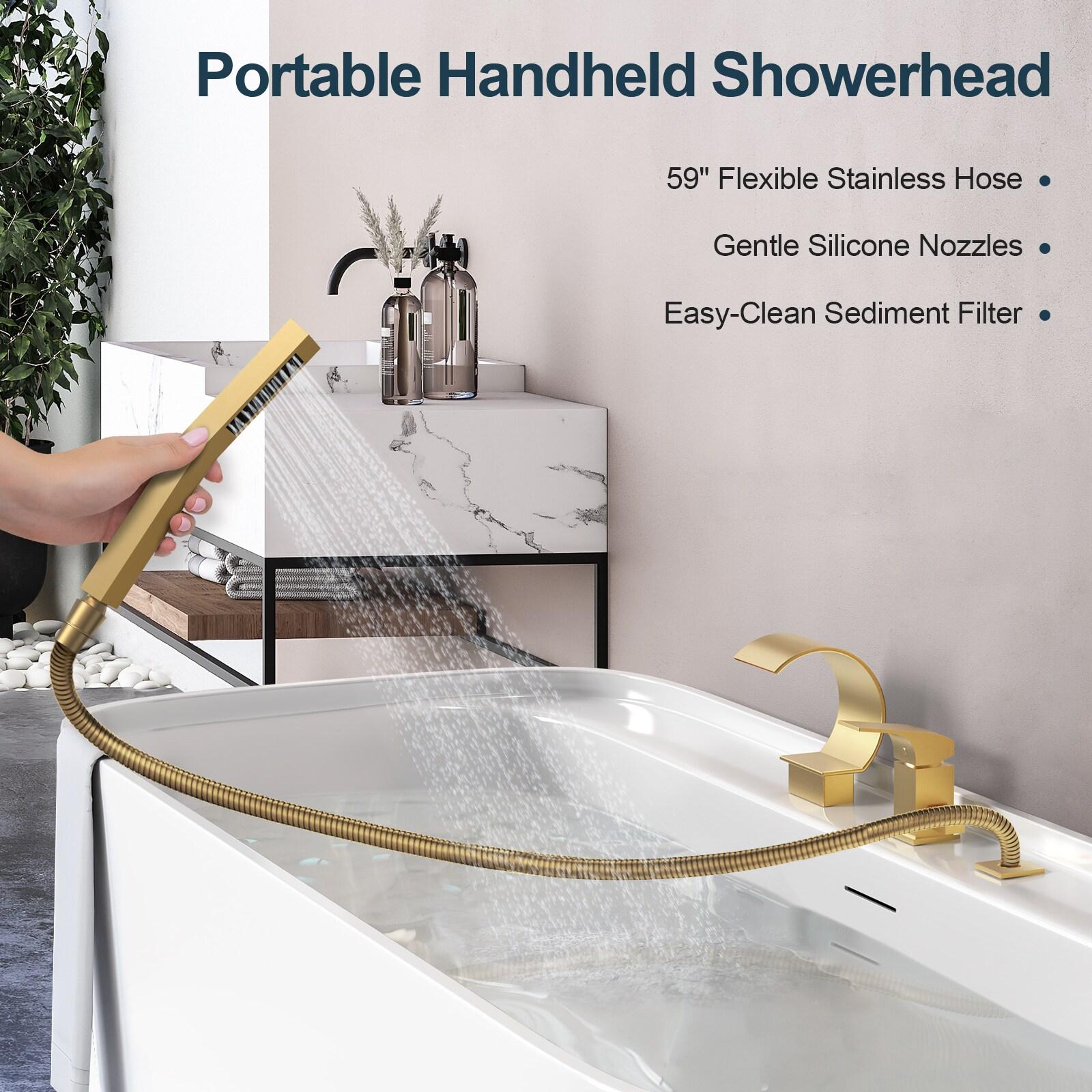 GRANDJOY Complete Shower System, 10" and 6" Dual Wall Mount Rain Shower Faucets with Handheld Shower Spray, High Pressure in Brushed Gold