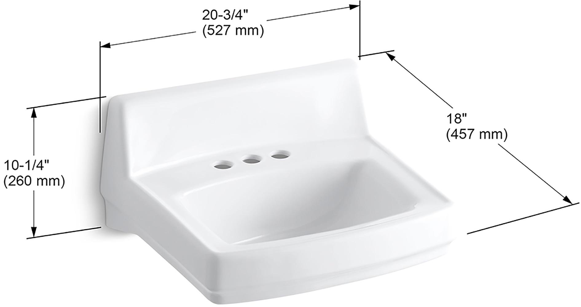 Greenwich Vitreous China Rectangular Wall Mount Bathroom Sink with Overflow