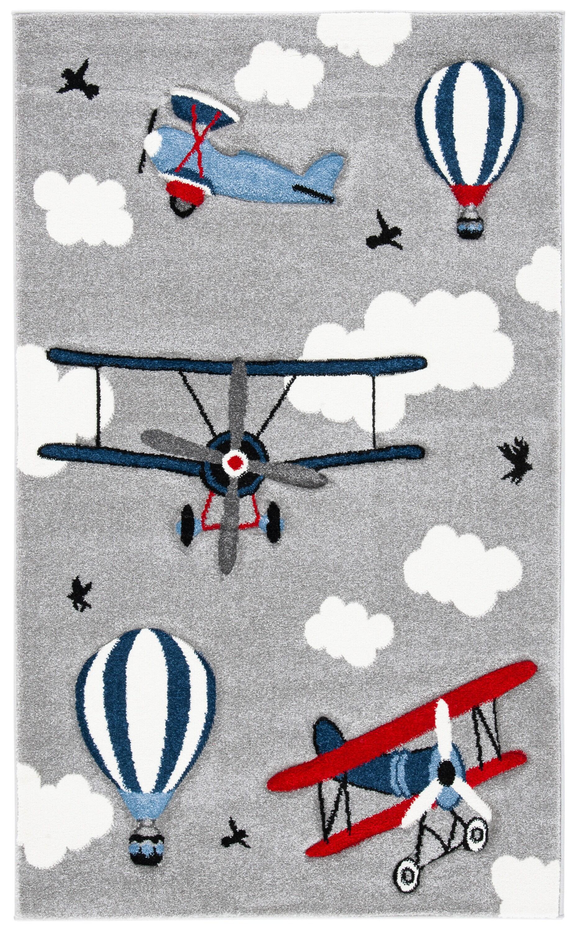 Carousel Kids  CRK137 Loomed Indoor Area Rug - Light Grey/Red - 2'x3' - Safavieh