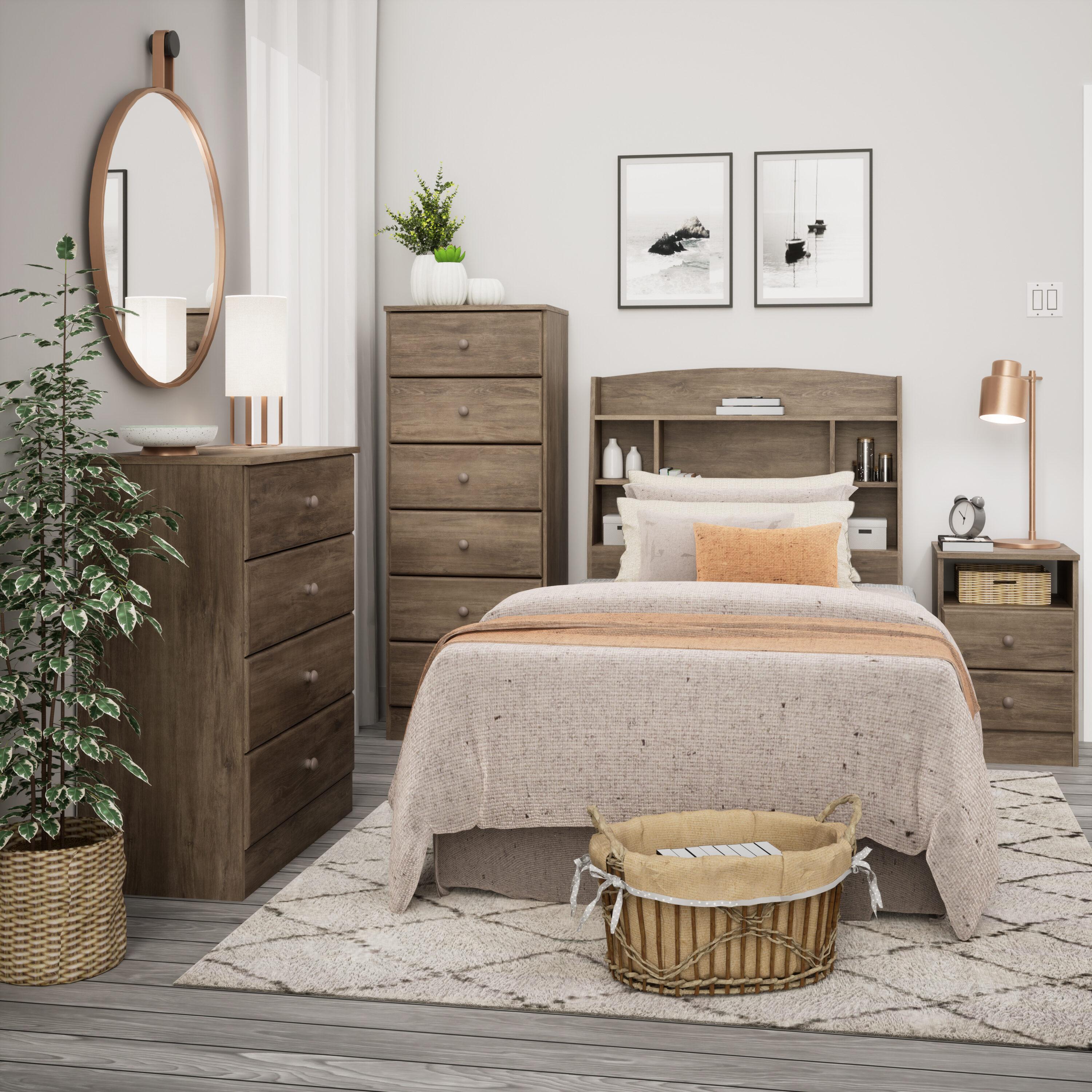 Prepac Astrid 2-Drawer Nightstand with Open Shelf, Drifted Gray