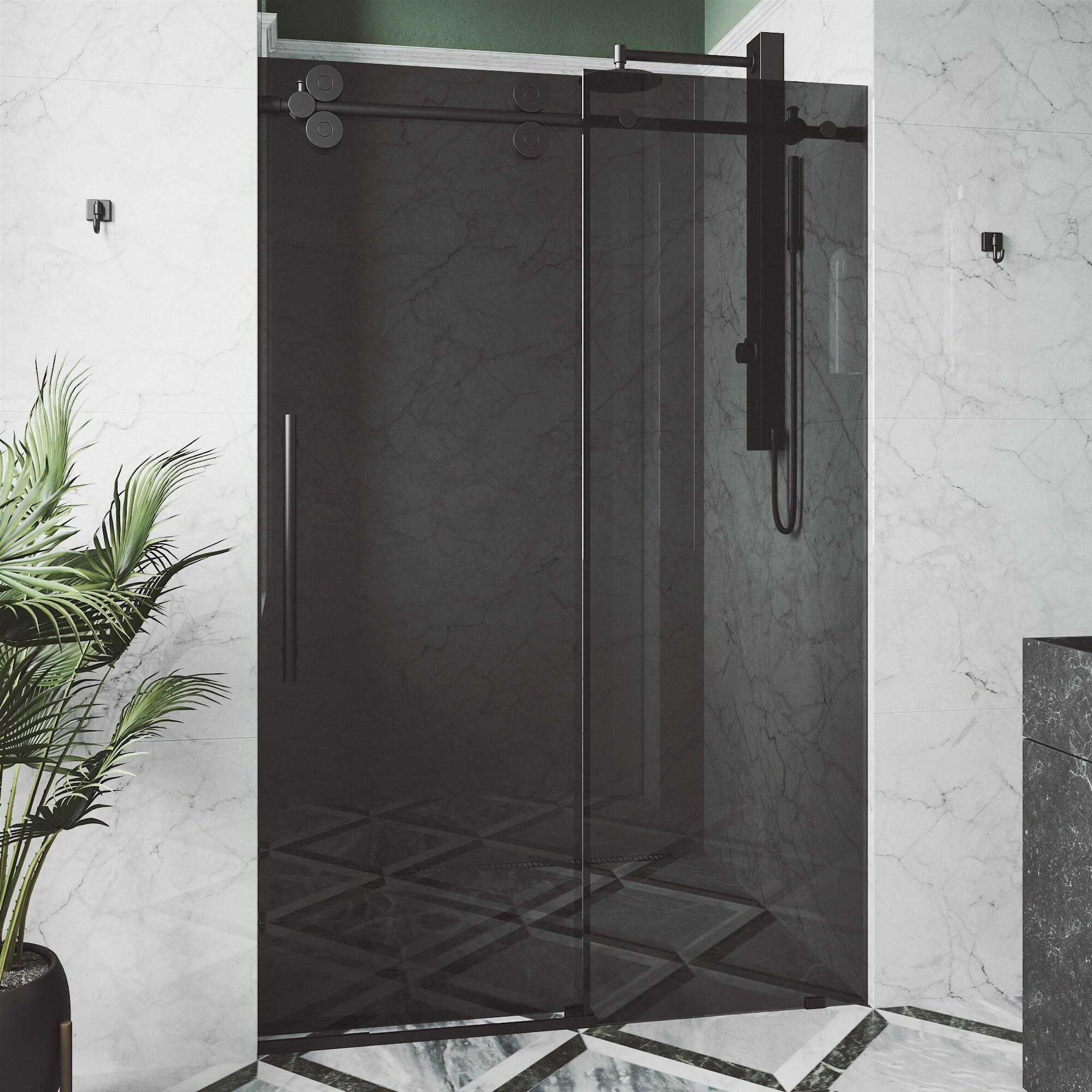 Elan 68-72" W x 74" H Sliding Frameless Shower Door with 3/8" Tinted Glass