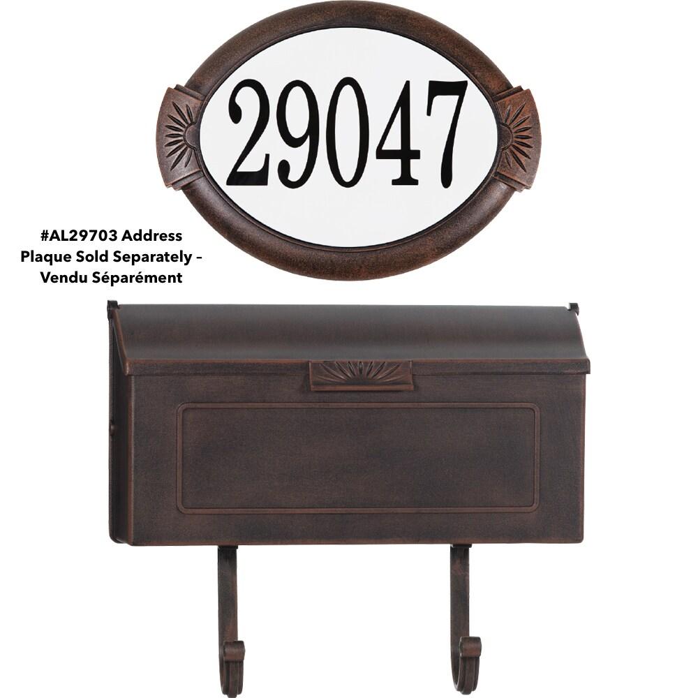 Cast Aluminum Metal Mailbox with Newspaper Hooks, Easy to Install Wall Mount, Heavy Duty, Rustproof Powder Coated Paint, Horizontal Mail Box for Outside House Porch - 16” x 4.25” x 8.25” (Black)