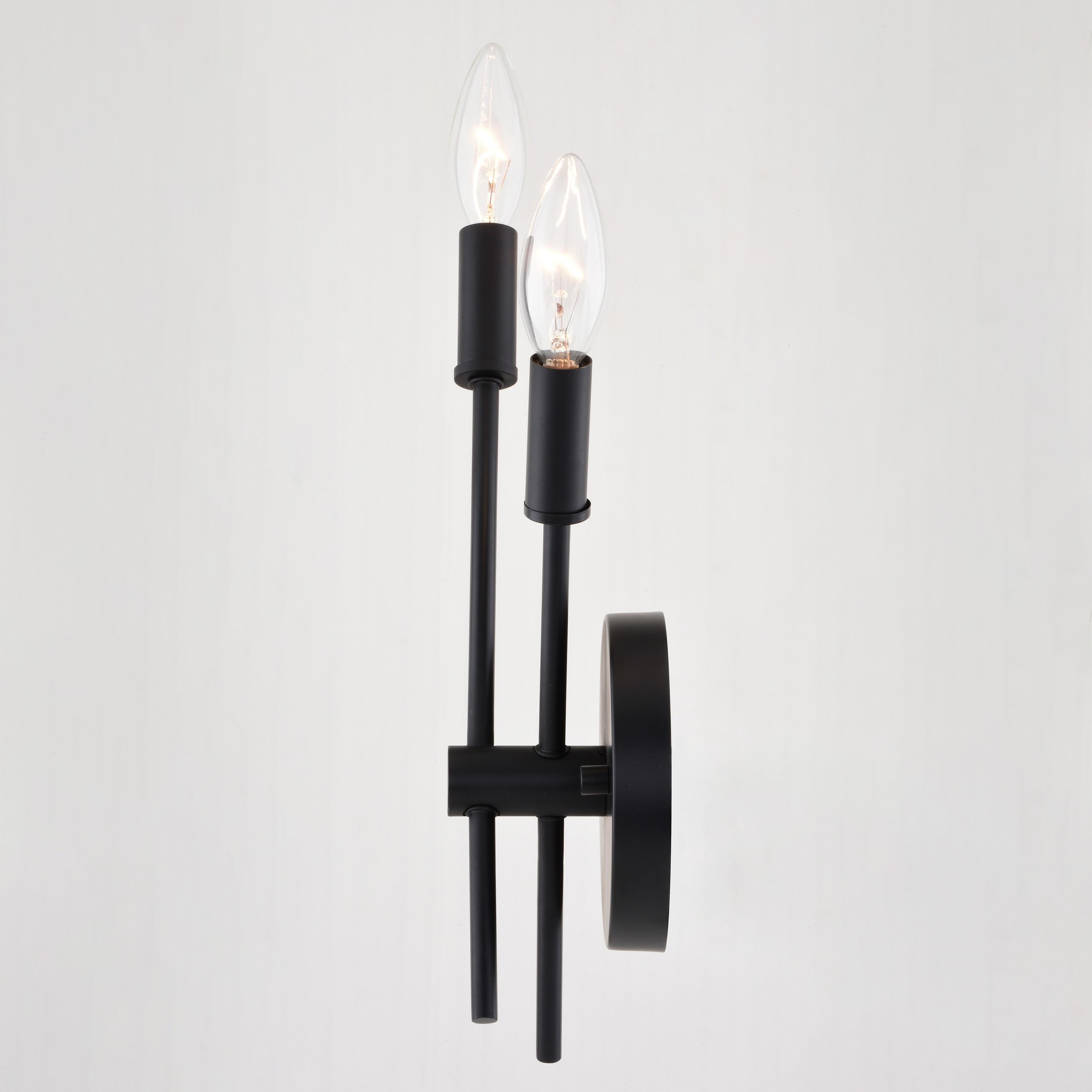 Warwick 2 Light Matte Black Contemporary Candelabra Wall Sconce