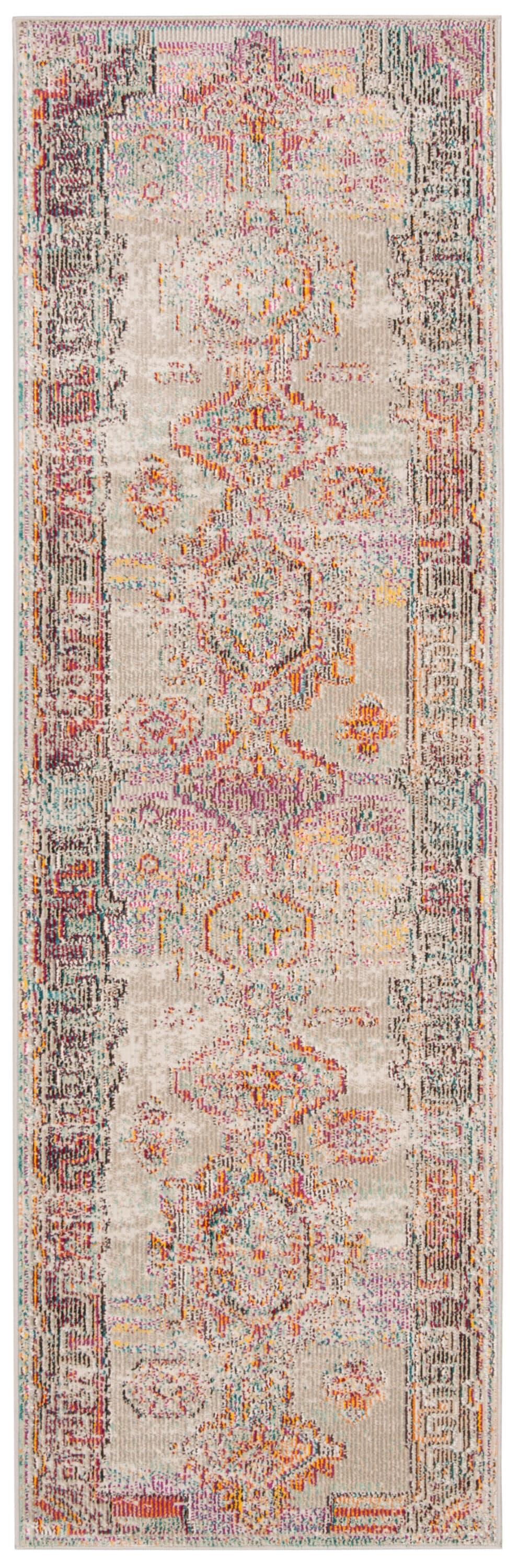 Crystal CRS517 Power Loomed Runner Rug - Light Grey/Purple - 2'2"x11' - Safavieh.