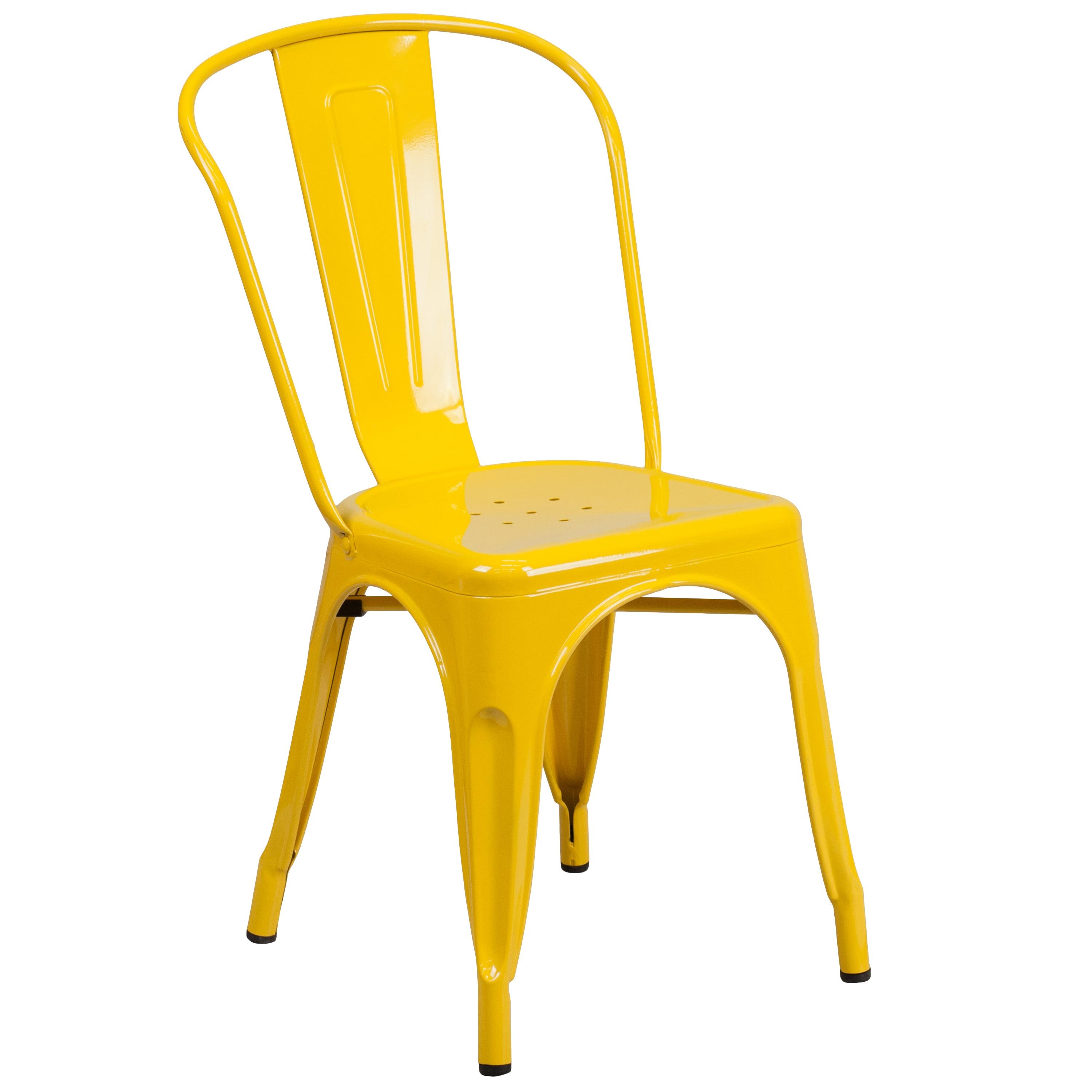 Flash Furniture Commercial Grade Yellow Metal Indoor-Outdoor Stackable Chair