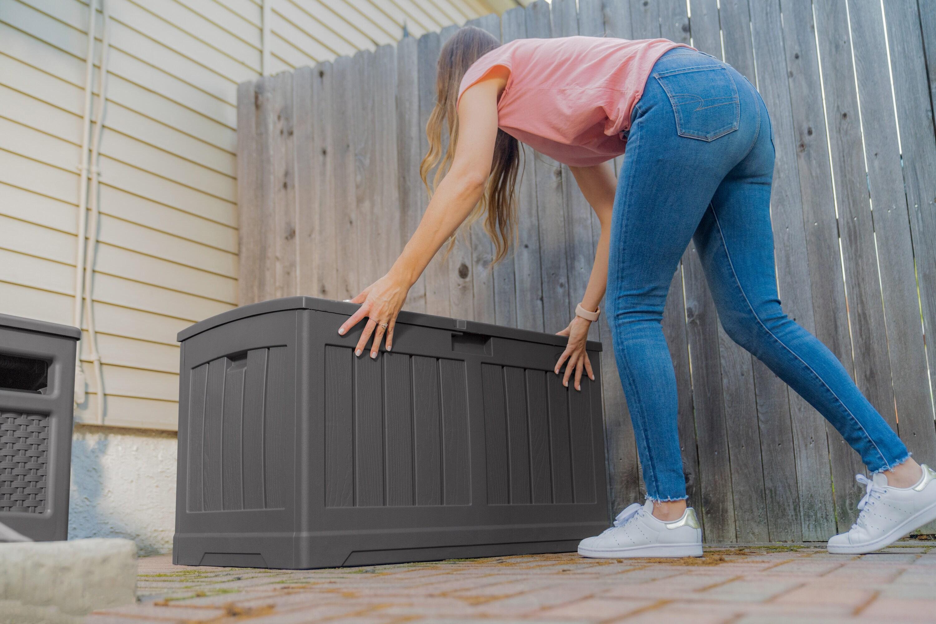 Suncast Suncast 50 Gallon Plastic Deck Box with Molded Lockable Feature for Home, Gray