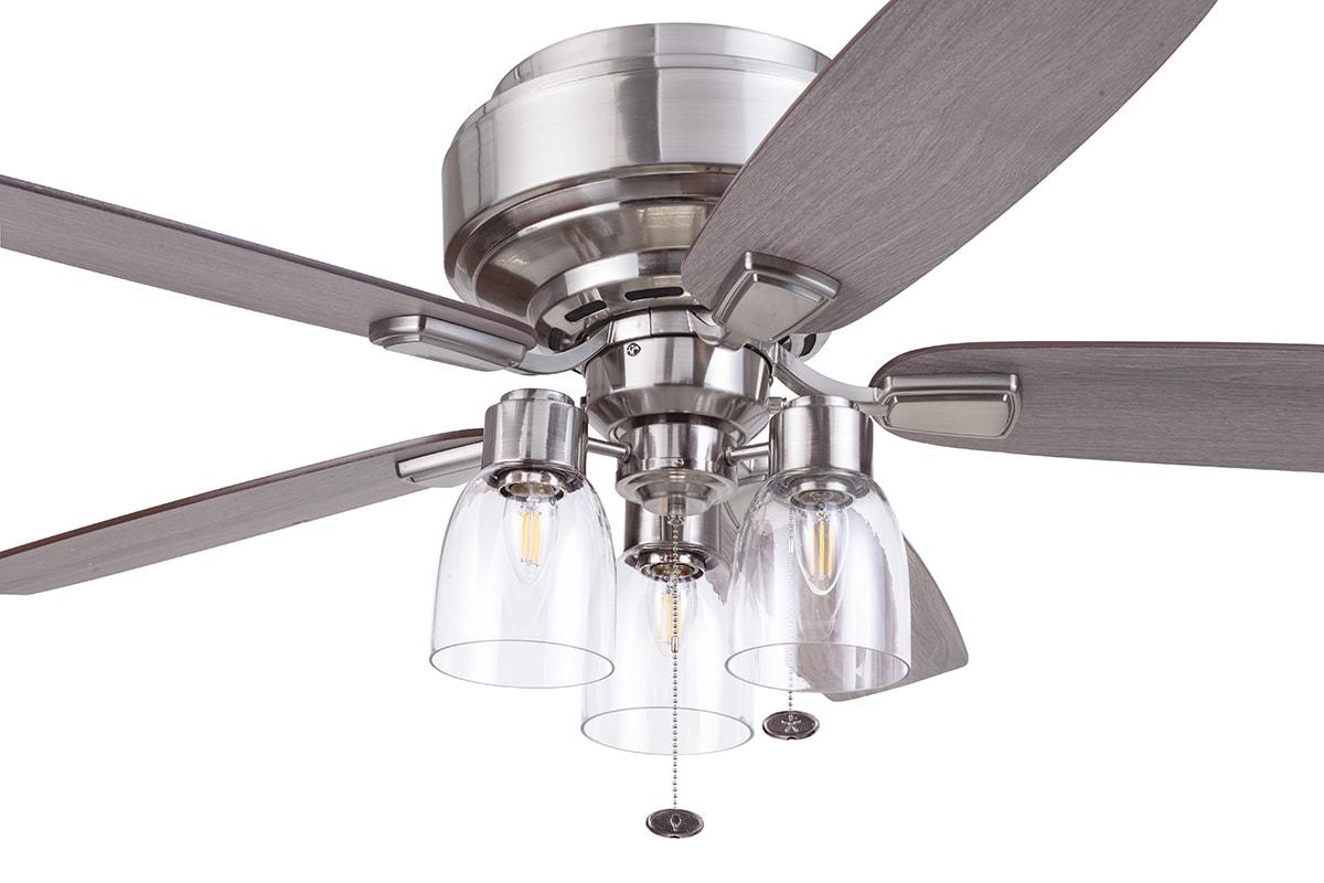 Prominence Home 51669-45 Magonia 52 in. Farmhouse Style Flush Mount LED Ceiling Fan with Light - Brushed Nickel