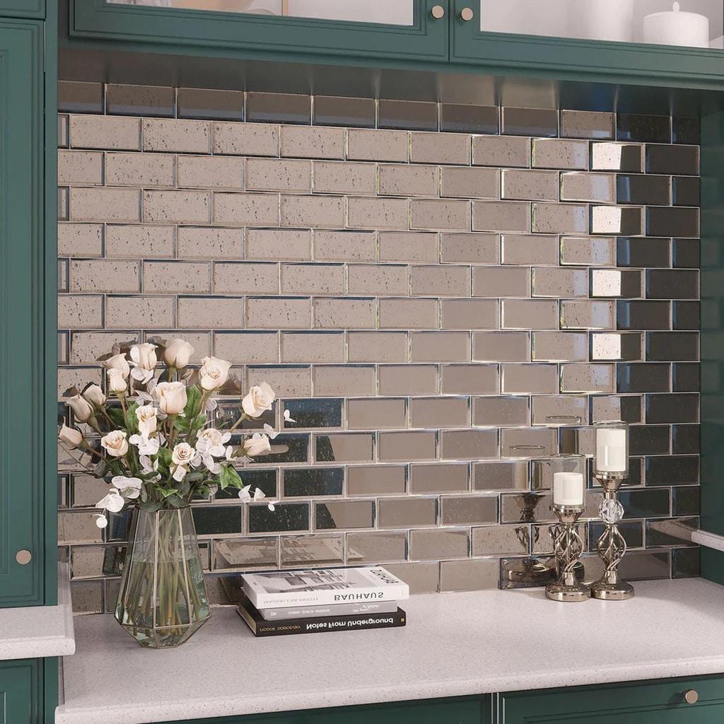 Apollo Tile Glister 3" x 6" Glass Brick Look Subway Wall & Floor Tile (Set of 40)