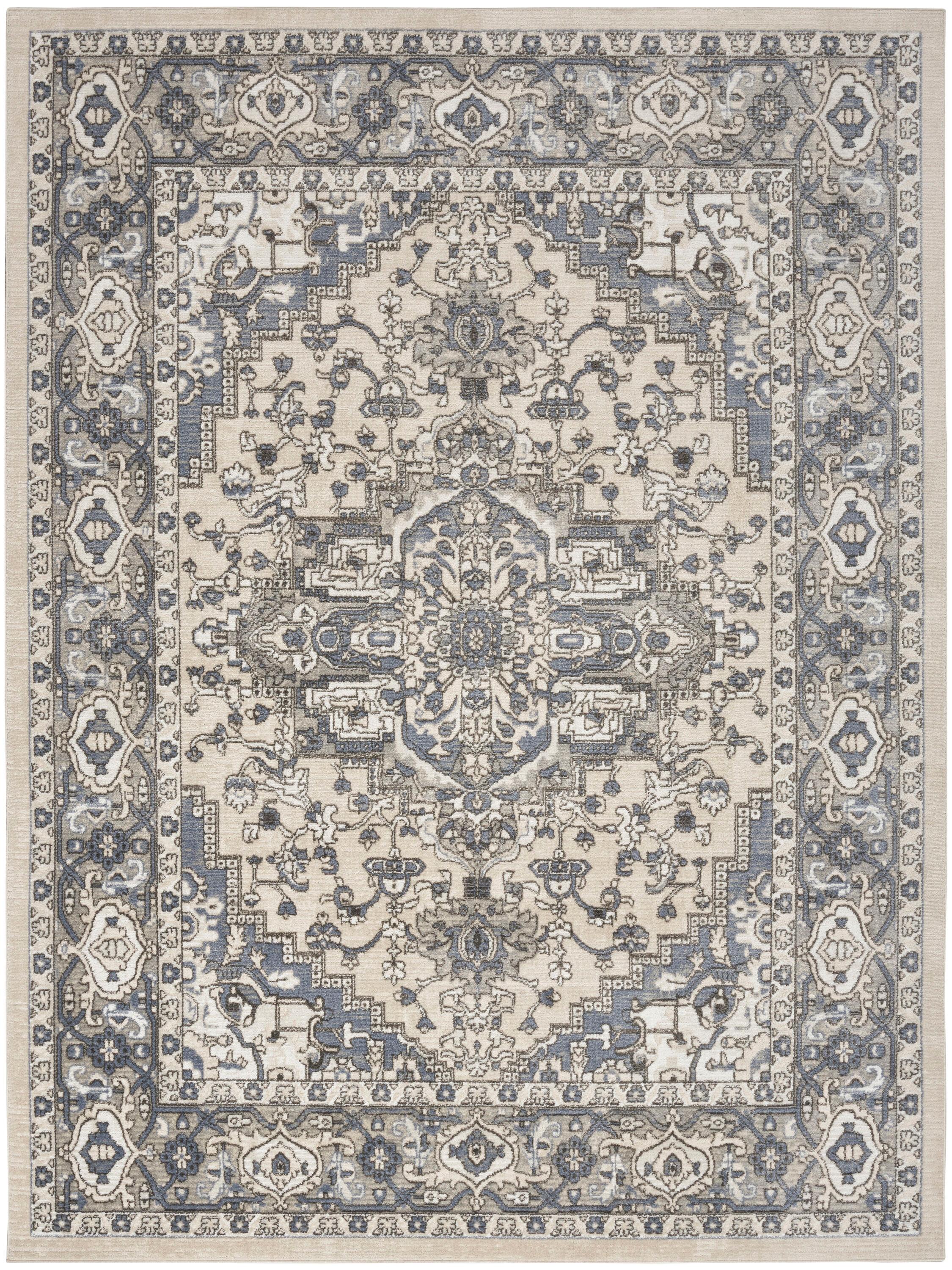 Nourison 8'10" x 11'10" Concerto Center Medallion Indoor Area Rug Ivory Blue