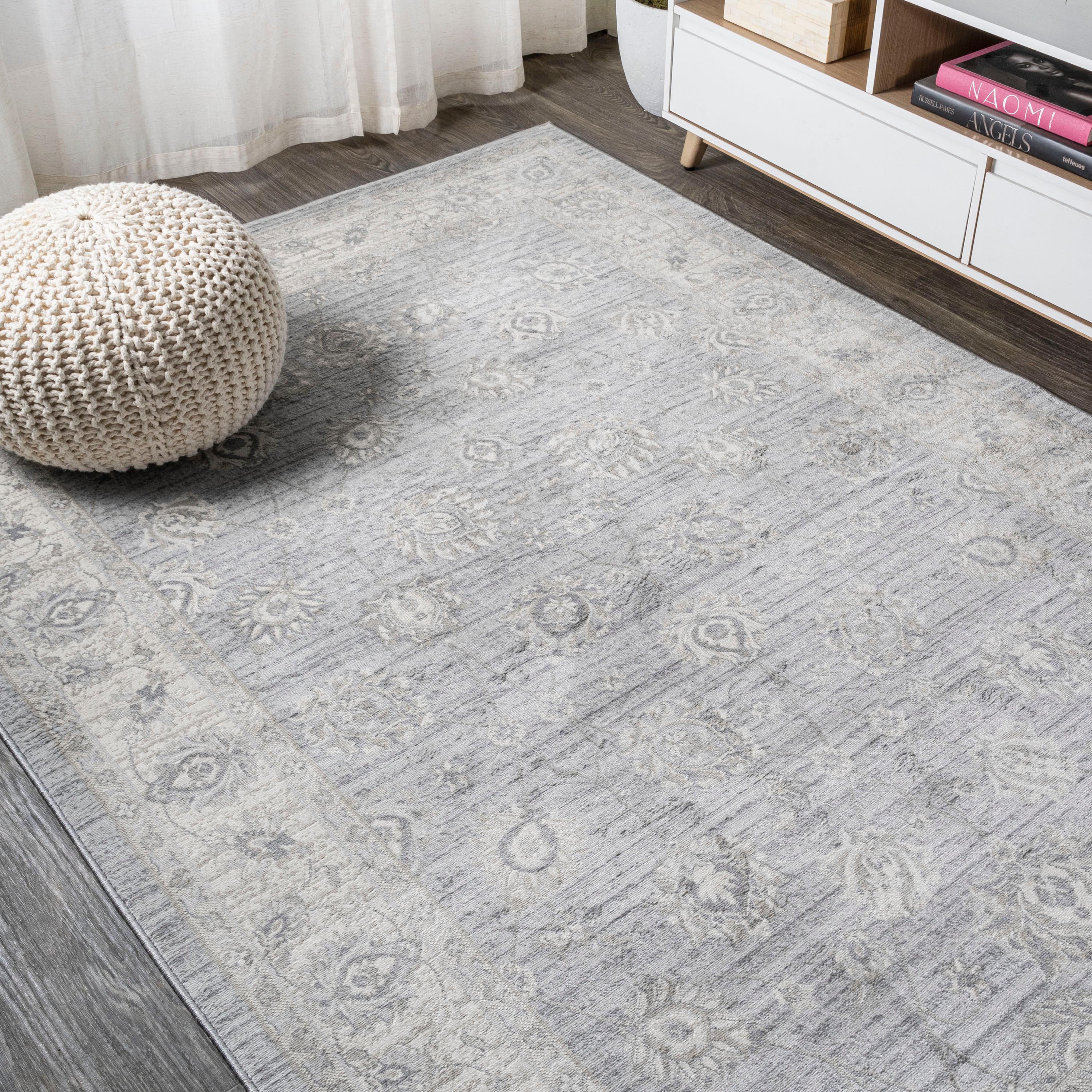 3' X 5' Modern Persian Vintage Moroccan Traditional Area Rug, Light Gray - JONATHAN Y