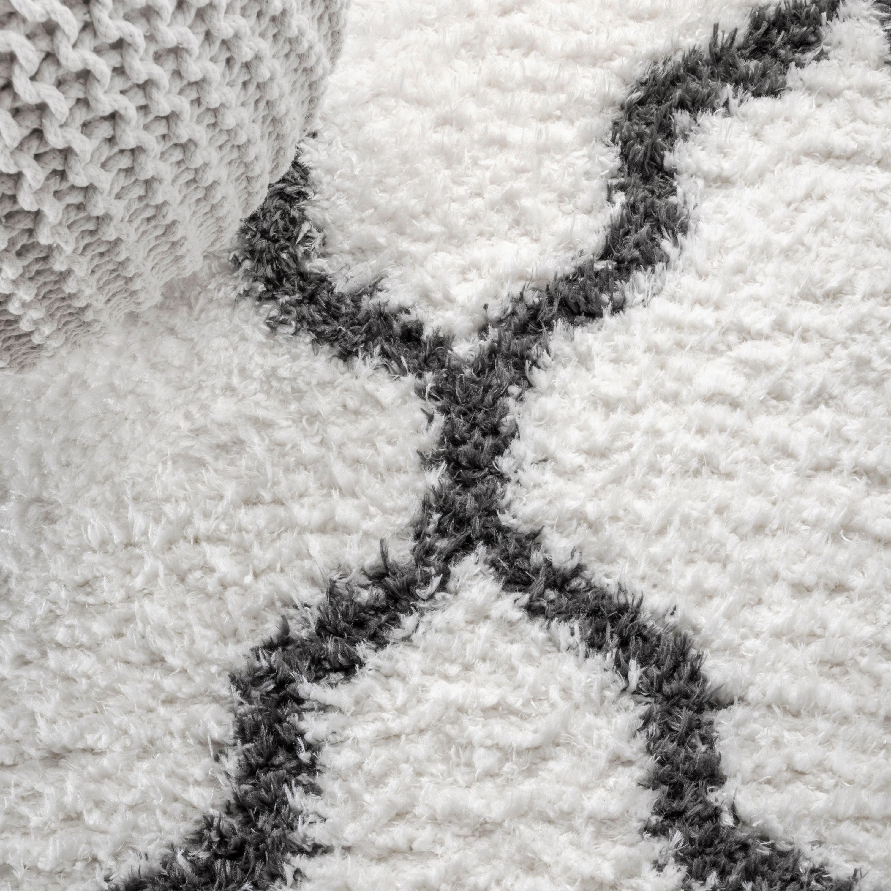 3'x5' Marrakesh Shag Trellis Area Rug, Ivory/Charcoal - JONATHAN Y