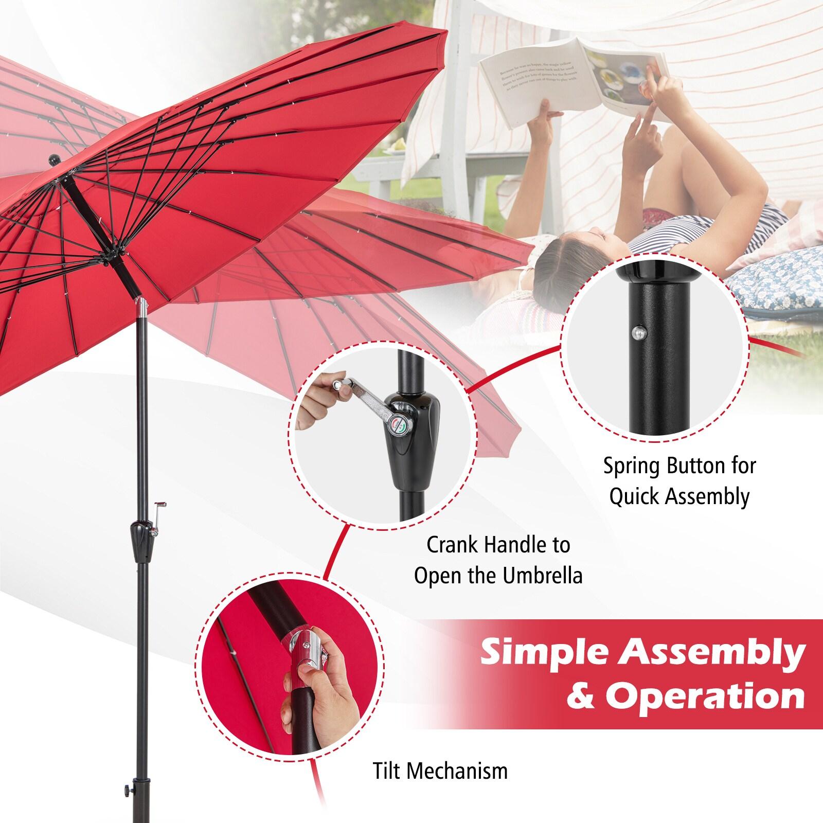 Spaco 9 Feet Round Patio Umbrella with 18 Fiberglass Ribs-Wine, Patio Offset Umbrella with Easy Tilt Adjustment, Outdoor Cantilever Hanging Umbrella