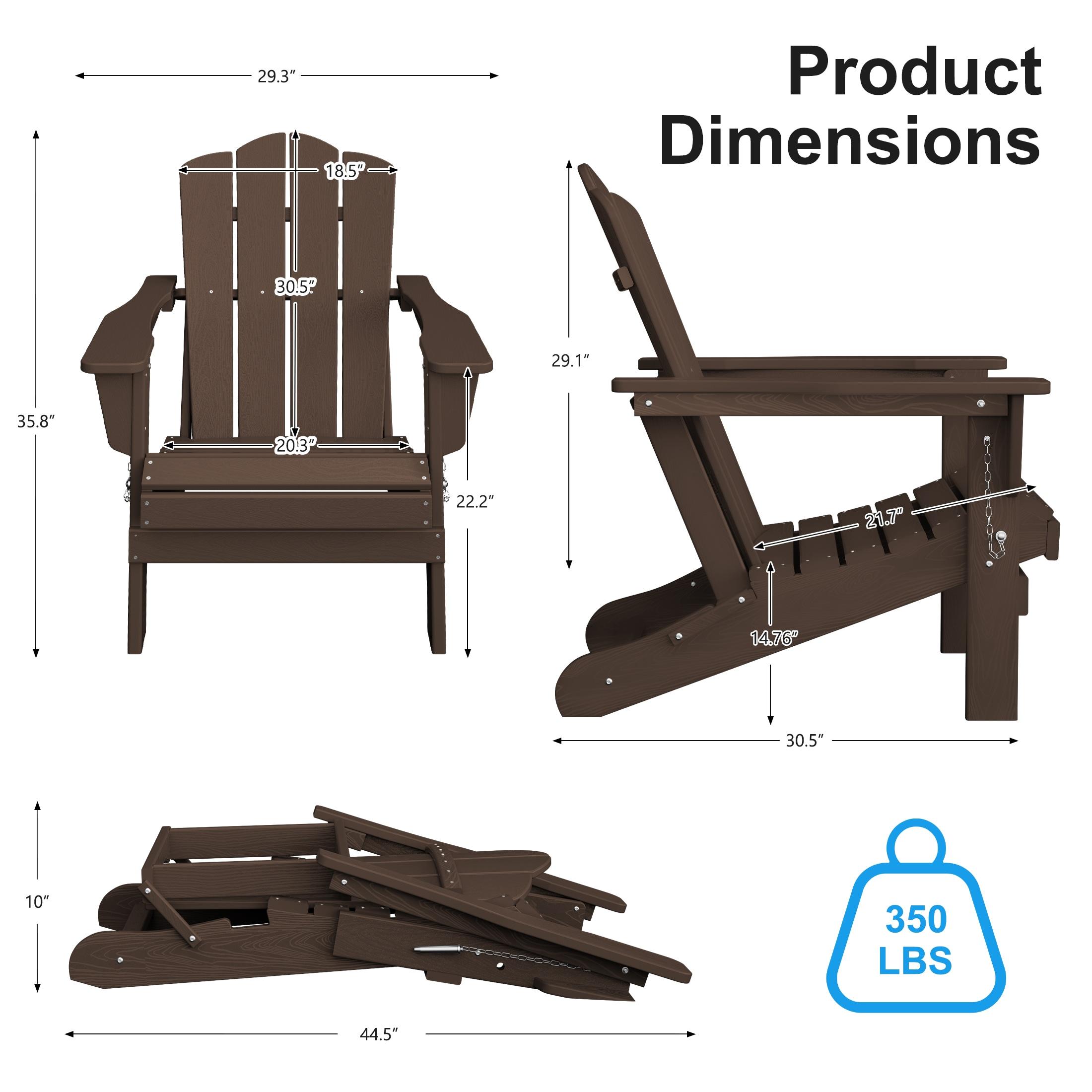 JEAREY Outdoor HDPE Folding Classic Adirondack Chair All-Weather Coffee
