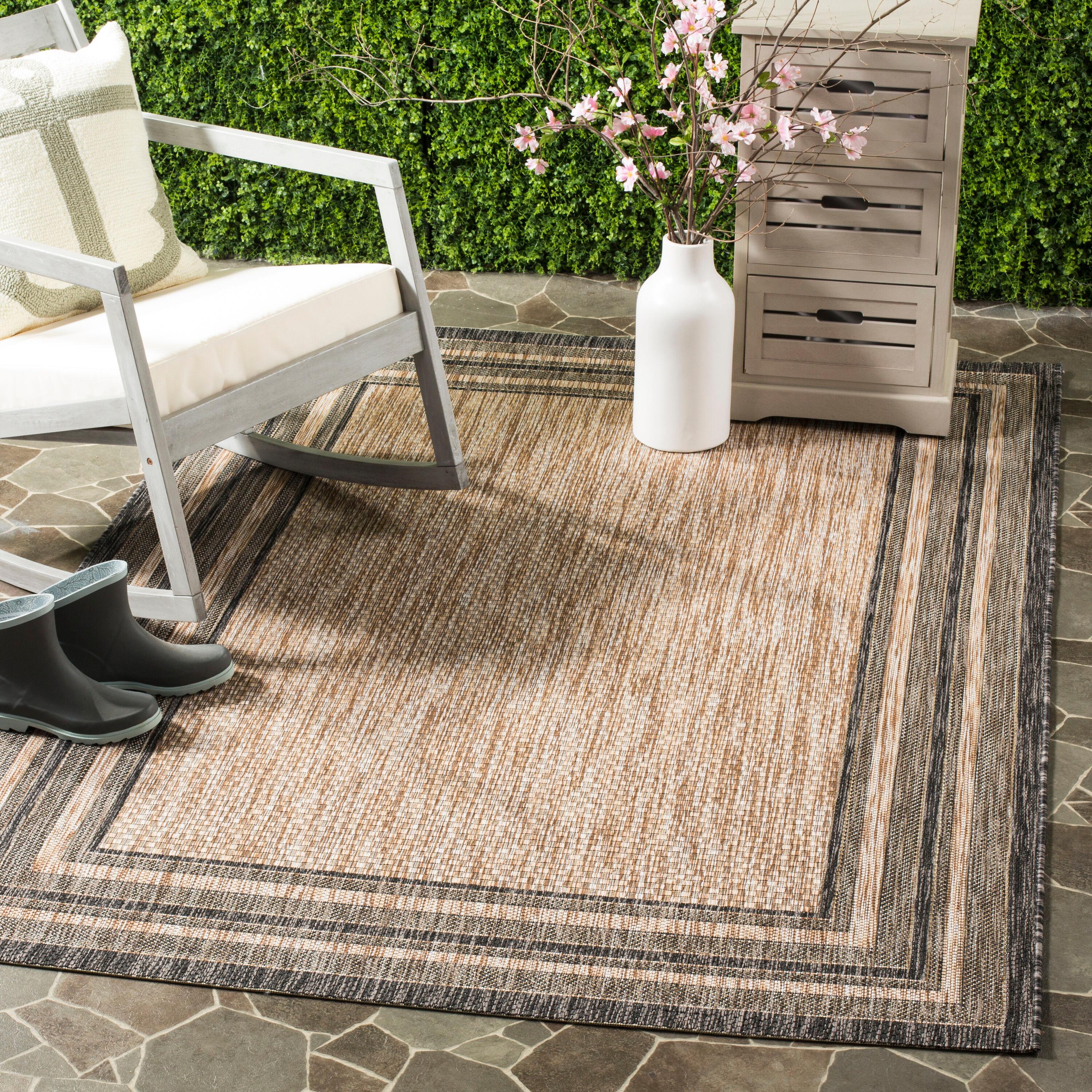Courtyard CY8475 Power Loomed Indoor and Outdoor Accent Rug - Natural/Black - 2'7"x5' - Safavieh