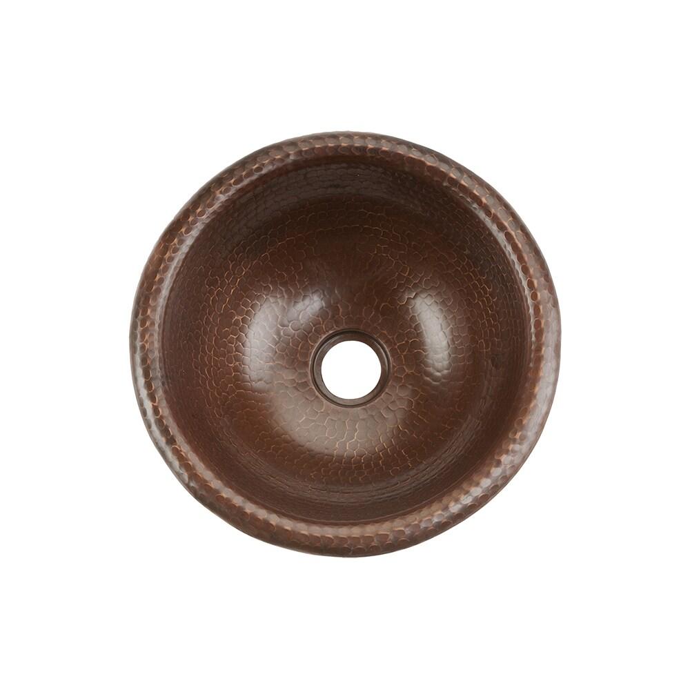 12" Round Self Rimming Hammered Copper Bathroom Sink