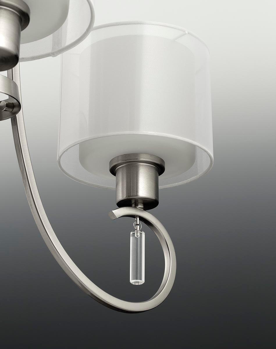 Progress Lighting, Invite Collection, 9-Light, Two-Tier Chandelier, Brushed Nickel, Translucent Sheer Mylar Shade