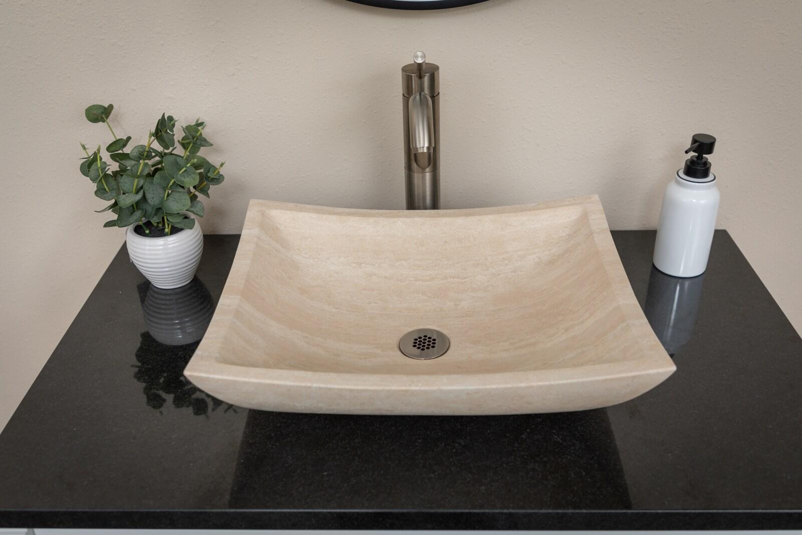 Eden Bath Zen 14.75'' Beige Stone Rectangular Bathroom Sink