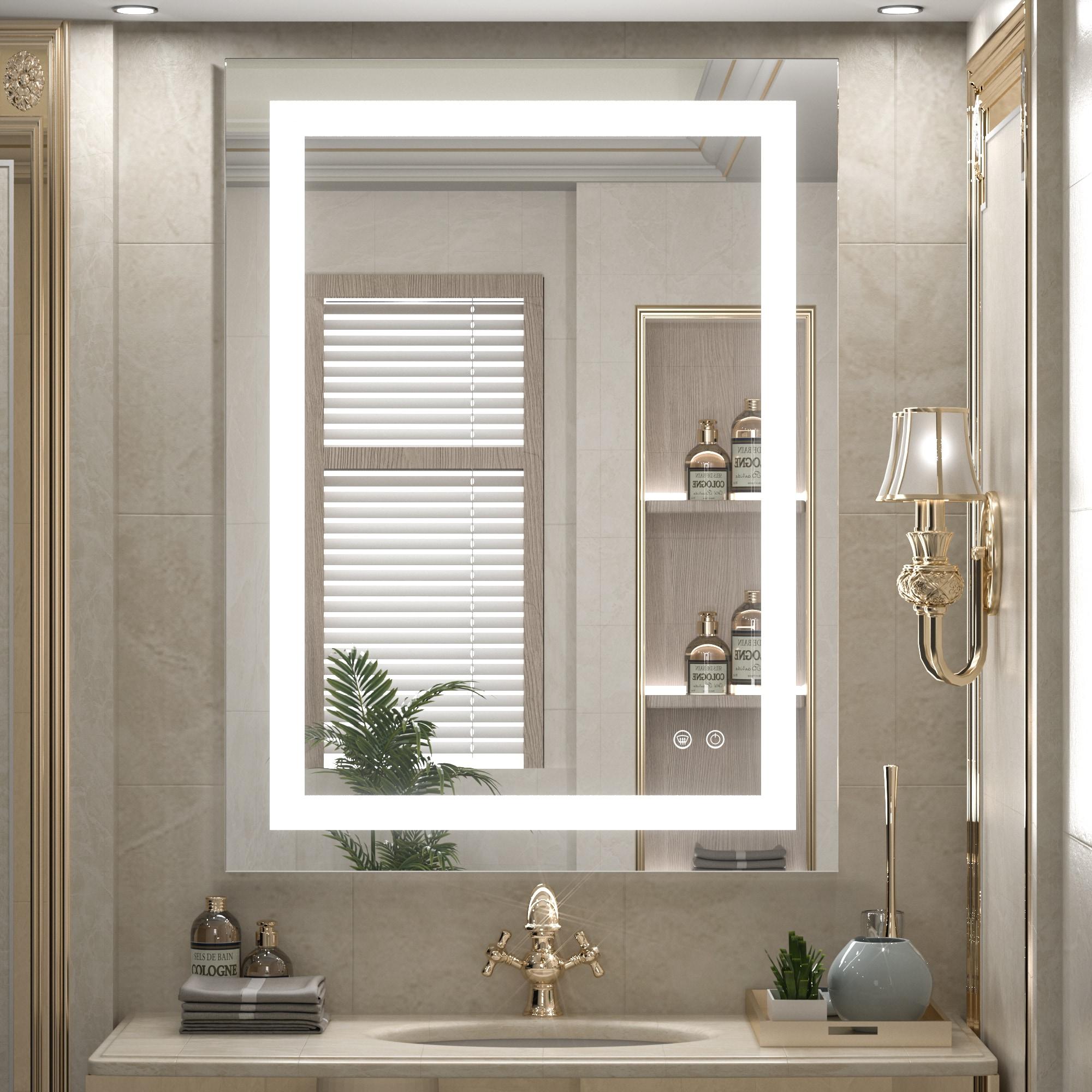 Keonjinn LED Bathroom Vanity Mirror, Front Light & Backlit, 3 Color Temperatures, Anti Fog, Double Lights Strips, 24"x32"