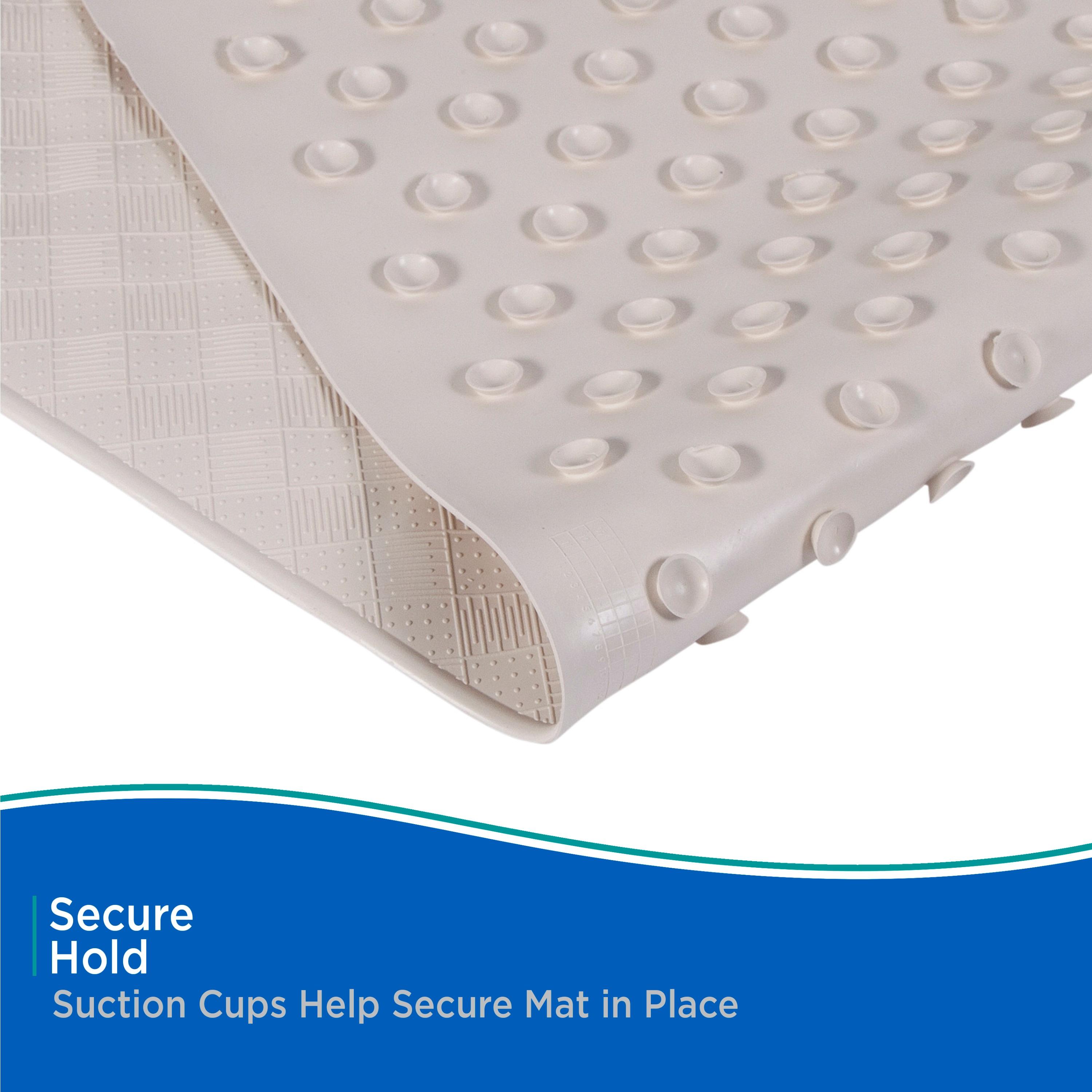 Kenney® Inside the Shower Textured Rubber Bath Mat with Suction Cups, 27.5" L x 15.5" W, Off White