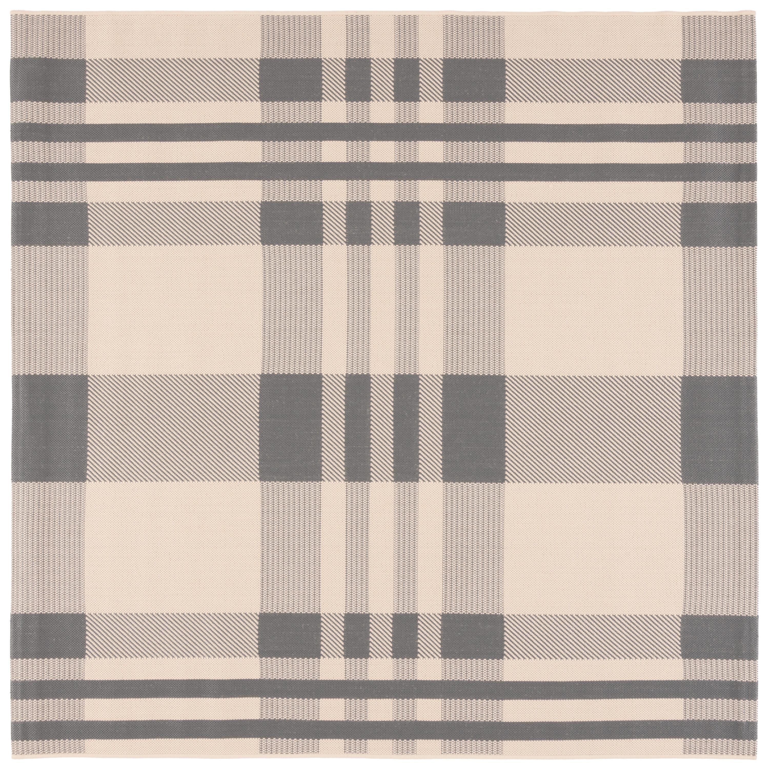 Courtyard CY6201 Power Loomed Indoor/Outdoor Area Rug - Grey/Bone - 4'x4' - Safavieh.
