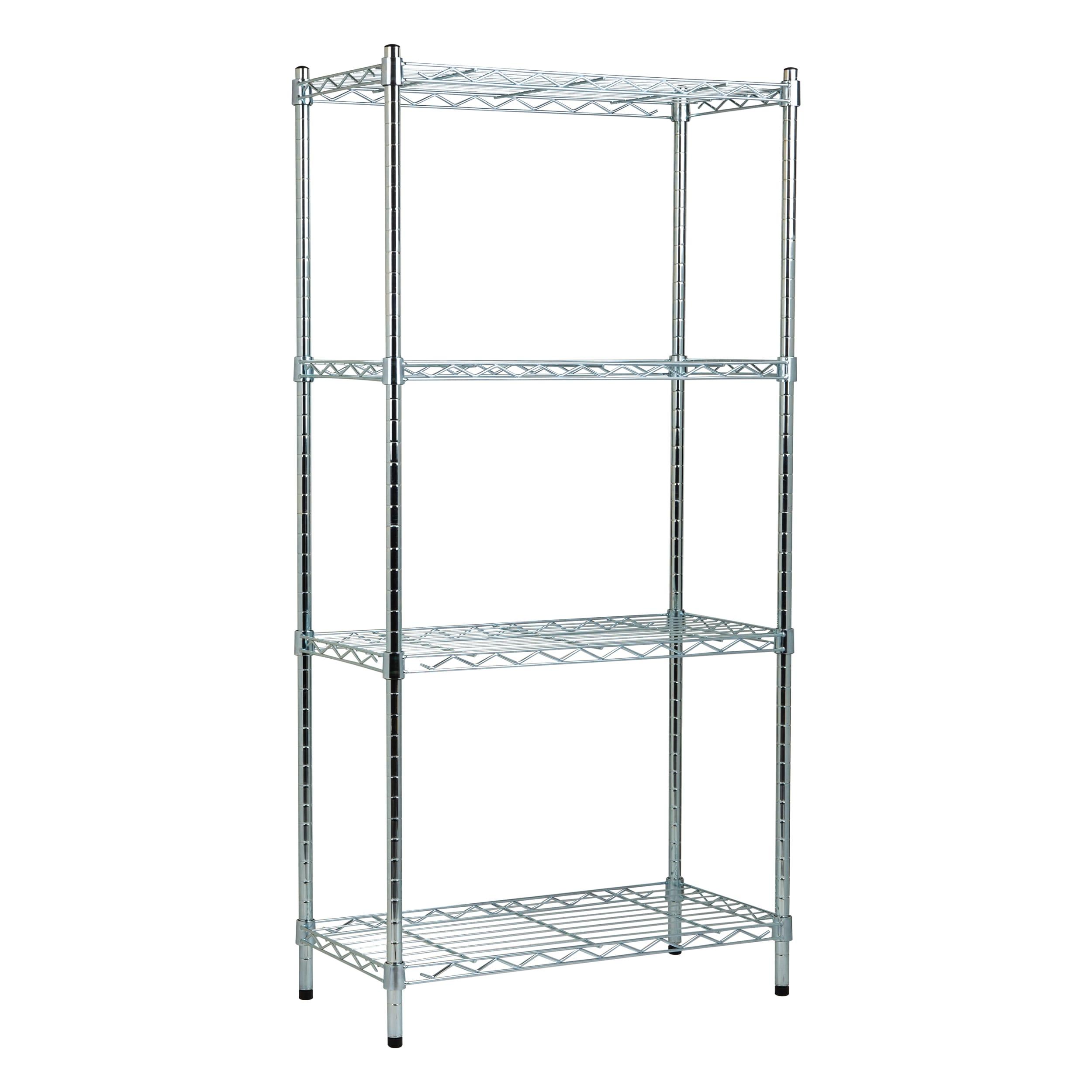 Mind Reader Storage Shelves, Garage Shelving, Storage Shelf, Pantry Org, Adjustable, Metal, 23.5"L x 11.75"W x 48"H, Silver