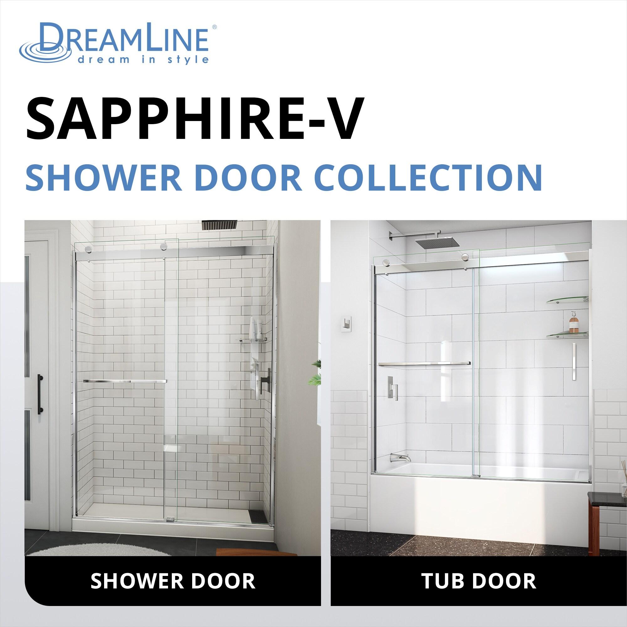 DreamLine SDVH60W760VXX01 Sapphire-V 56cm W x 76cm H Frameless Tub Door with