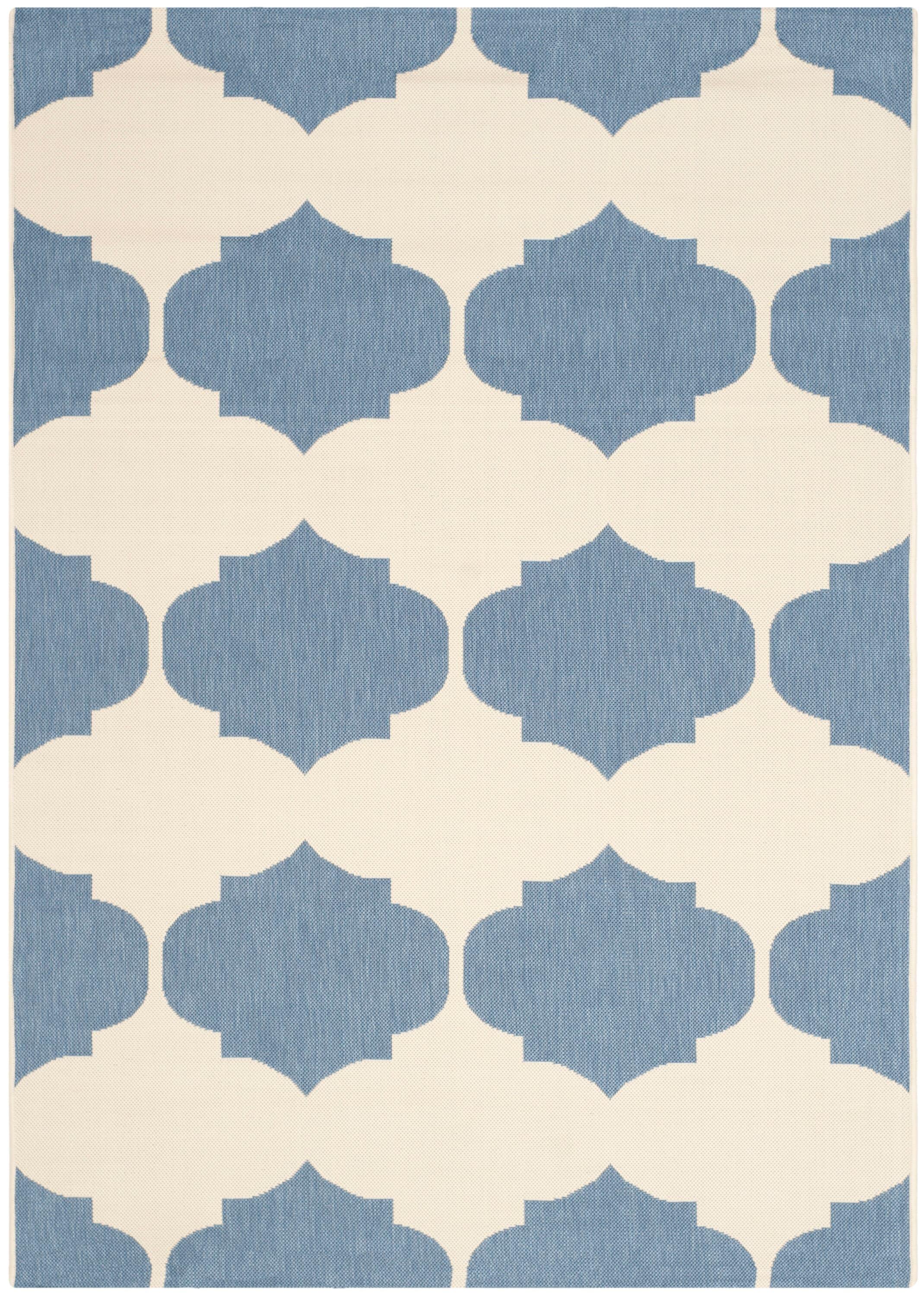 Courtyard CY6162 Power Loomed Indoor and Outdoor Area Rug - Beige/Blue - 5'3"x7'7" - Safavieh