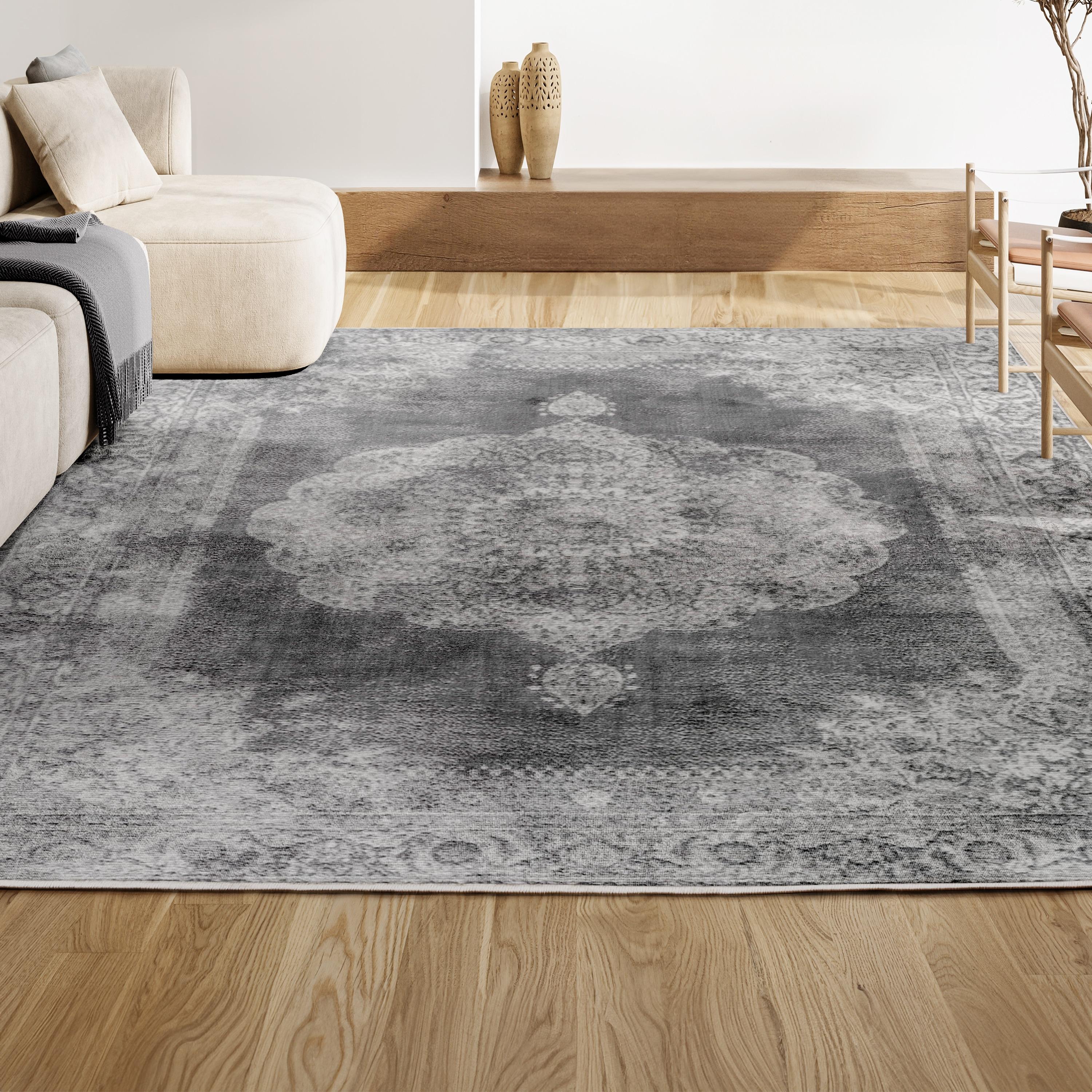 3'x5' Rosalia Cottage Medallion Area Rug, Gray/Dark Gray - JONATHAN Y