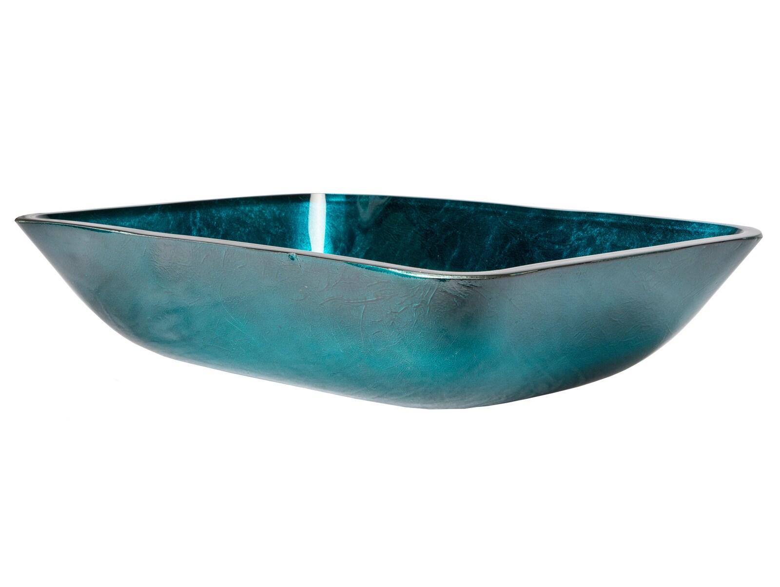 Eden Bath 13.13'' Turquoise Tempered Glass Rectangular Bathroom Sink