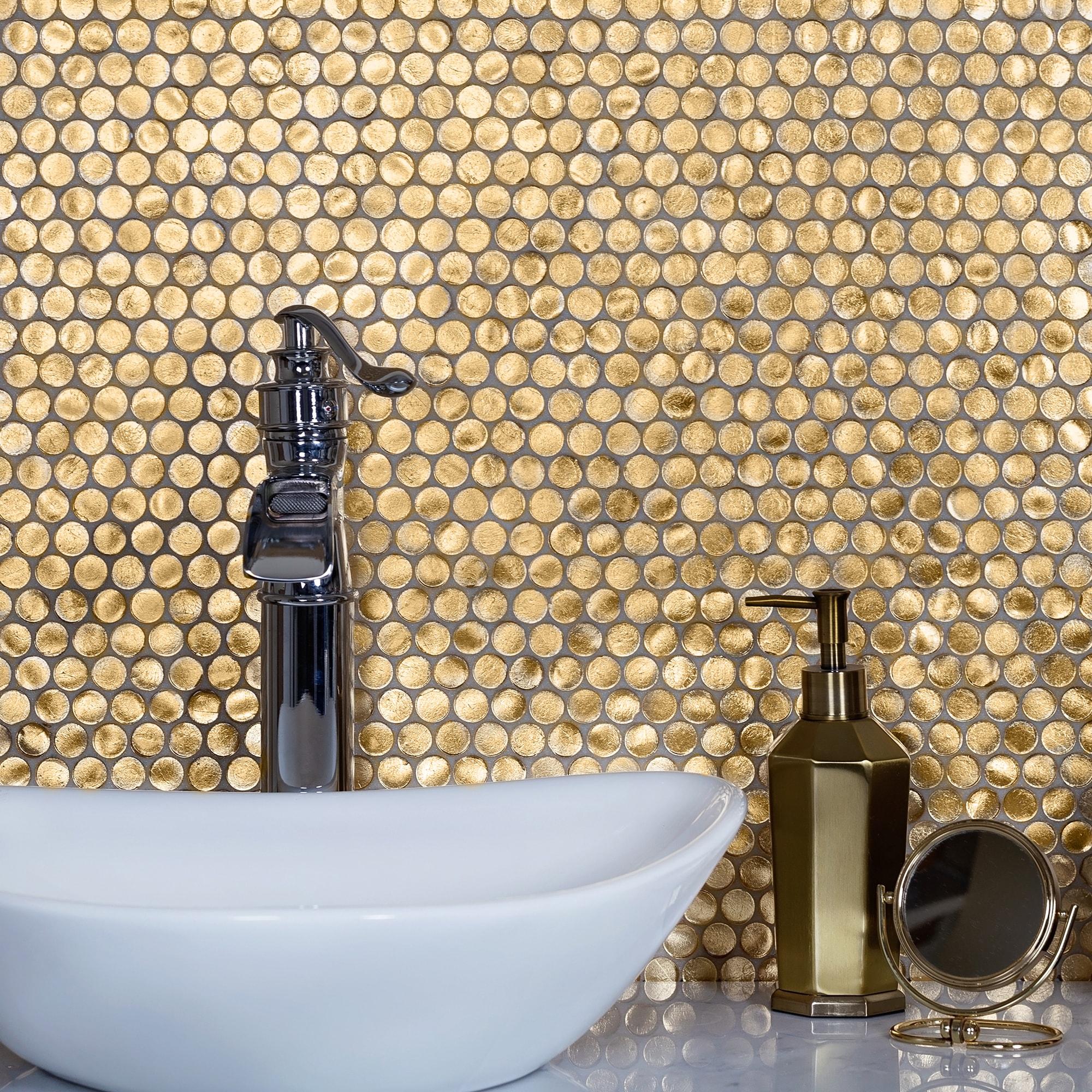 12.2" x 12.2" Glass Penny Round Mosaic Wall & Floor Tile
