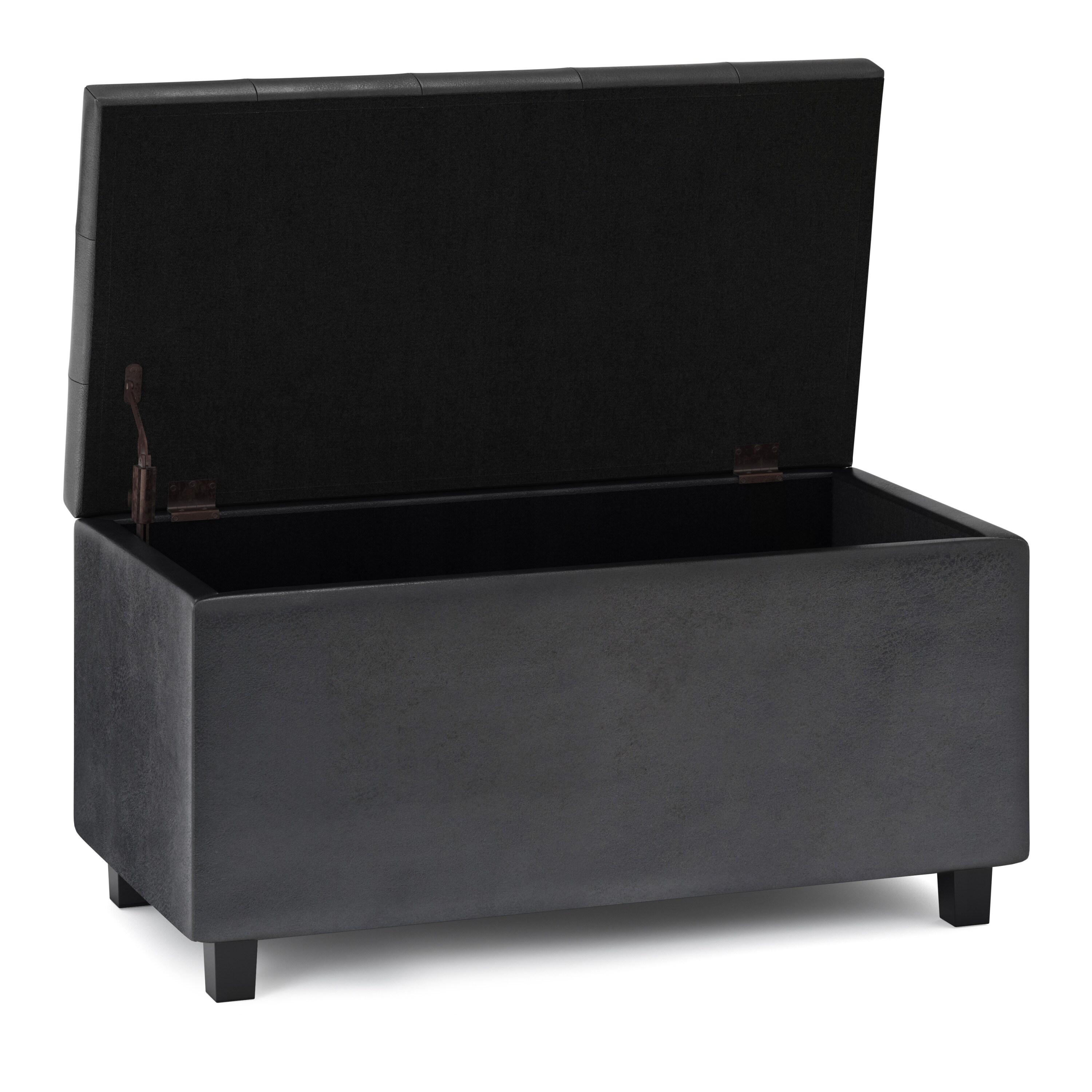 Simpli Home Cosmopolitan Faux Leather Ottoman
