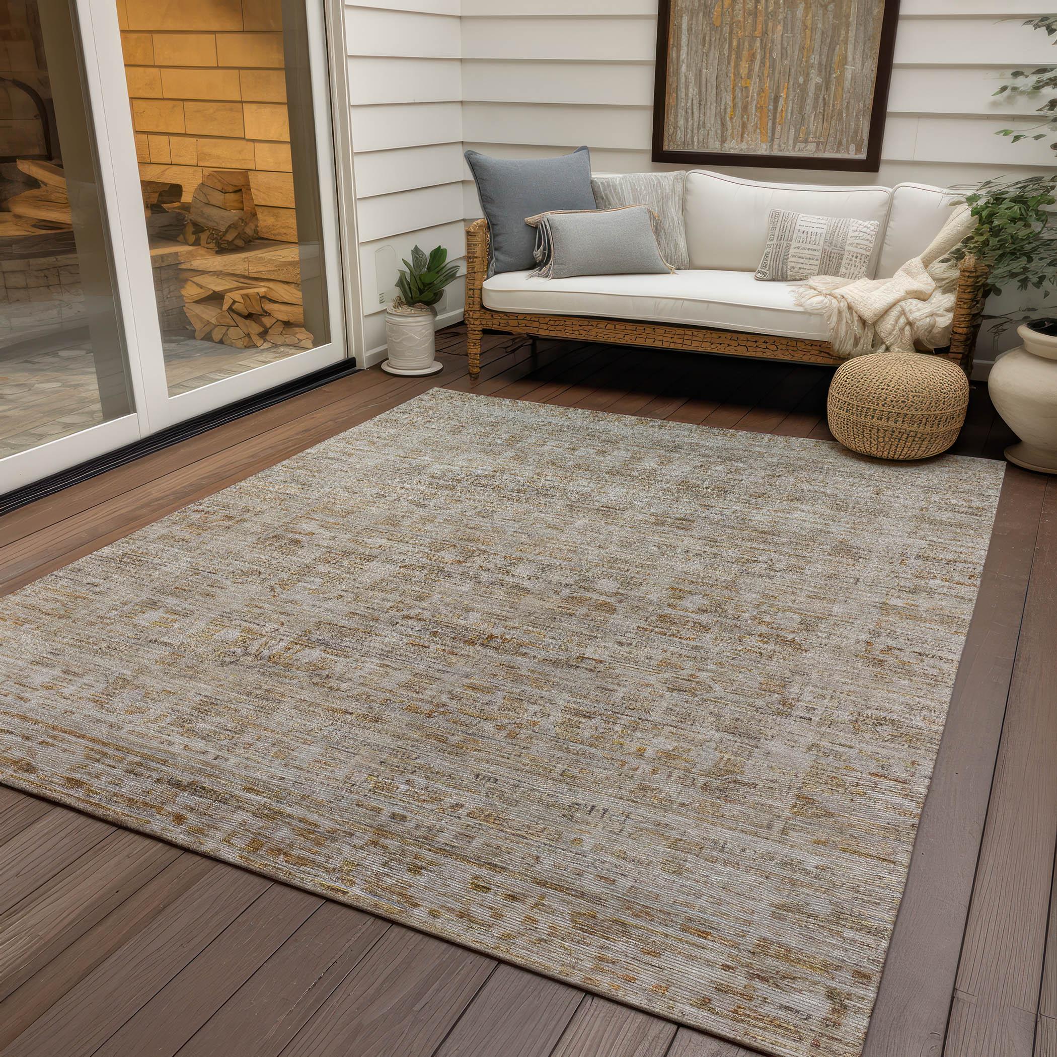 Machine Washable Indoor/Outdoor Chantille Taupe Rug