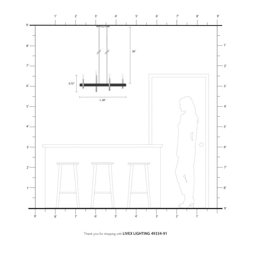 4 - Light Kitchen Island Modern Linear Chandelier