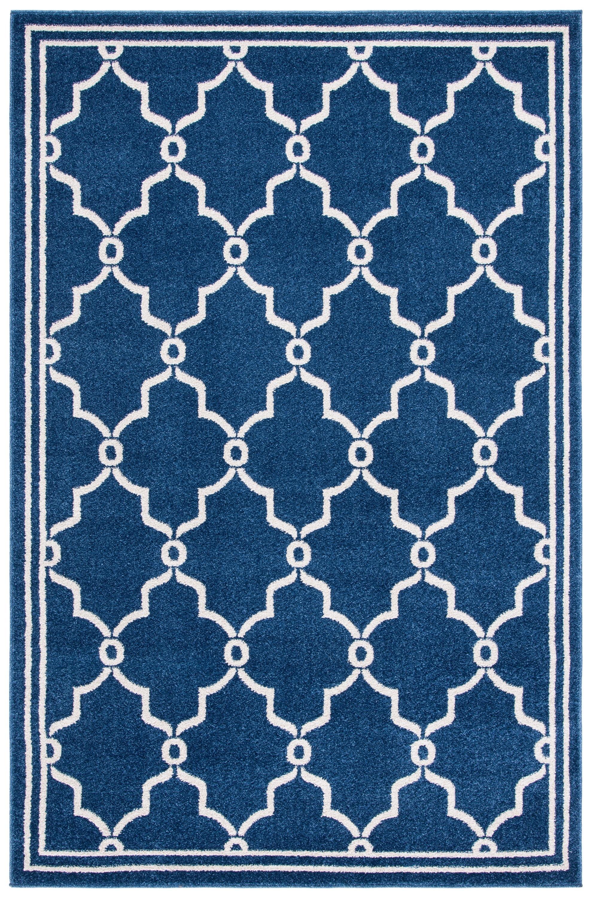 Amherst AMT414 Power Loomed Indoor Area Rug - Navy/Beige - 5'3"x8' - Safavieh