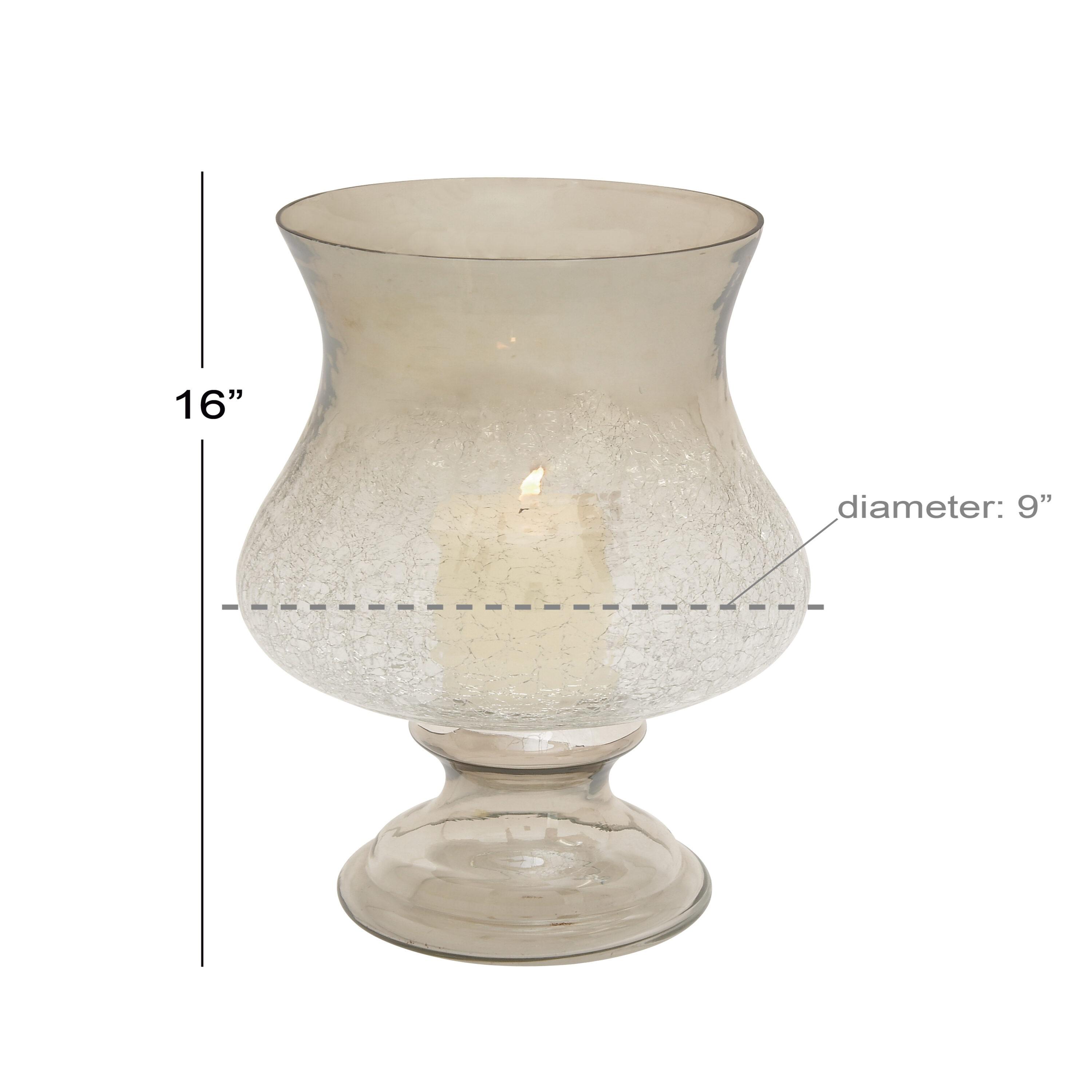 DecMode Gold Glass Handmade Turned Style Pillar Hurricane Lamp with Smoked Glass Finish