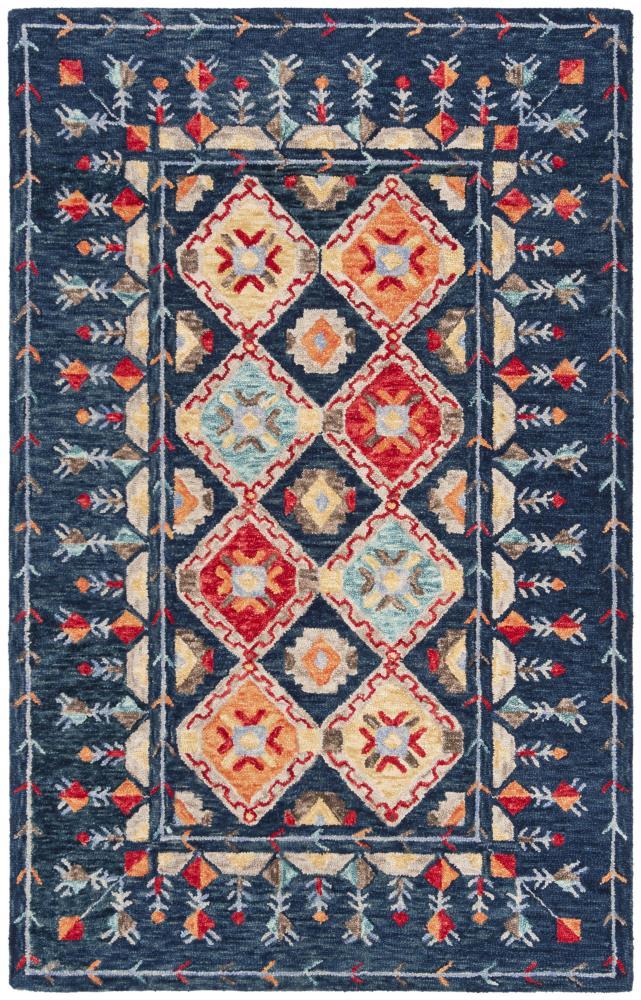 Aspen APN515 Hand Tufted Indoor Area Rug - Navy/Orange - 5'x8' - Safavieh