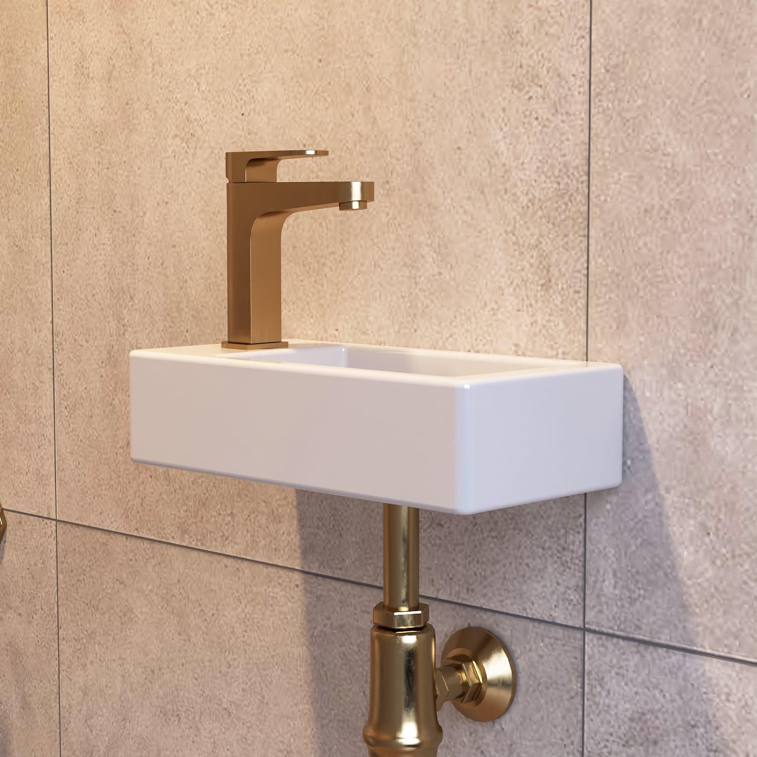Liberty 14.57'' x 7'' Vitreous China Rectangular Wall Mount Bathroom Sink with Left Faucet Hole for Small Space