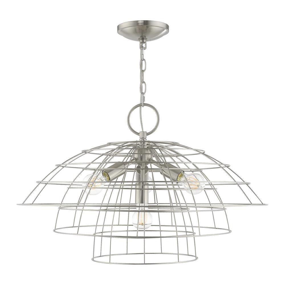 Livex Lighting Brooklyn 4 - Light Chandelier in  Brushed Nickel