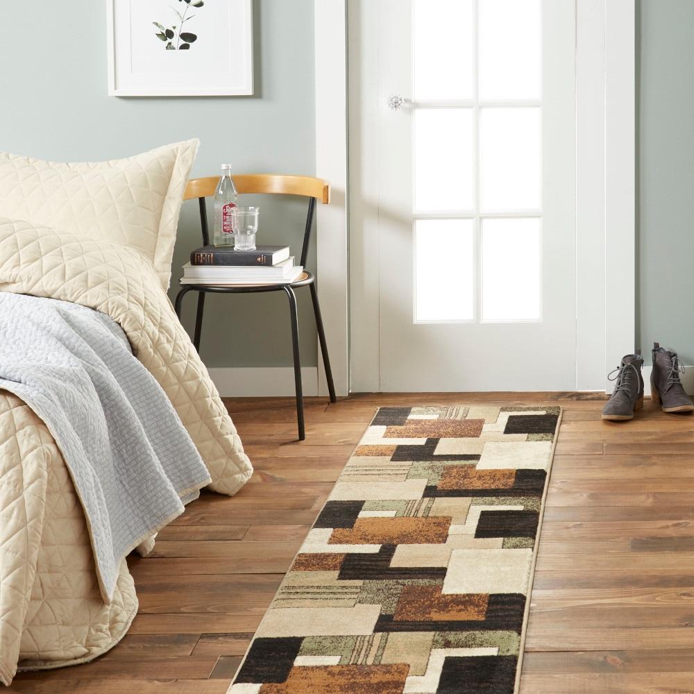 Home Dynamix Mason Contemporary Geometric Runner Area Rug, Brown/Green, 1'9"x7'2"
