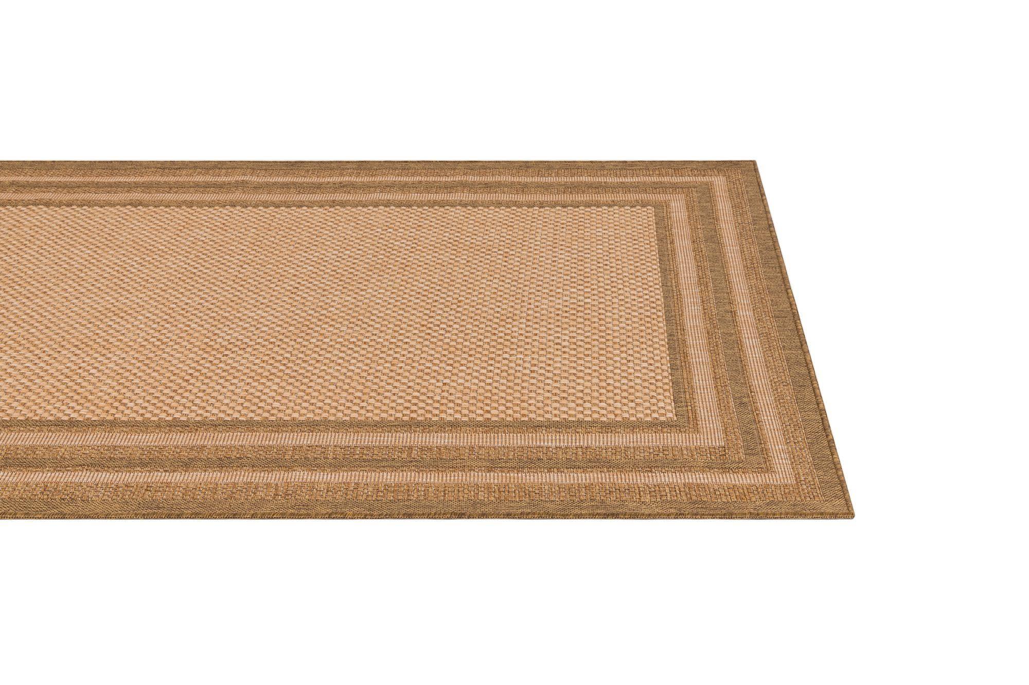 Unique Loom 5' 3 x 8' 0 Tan Outdoor Border Multi Border Area Rug