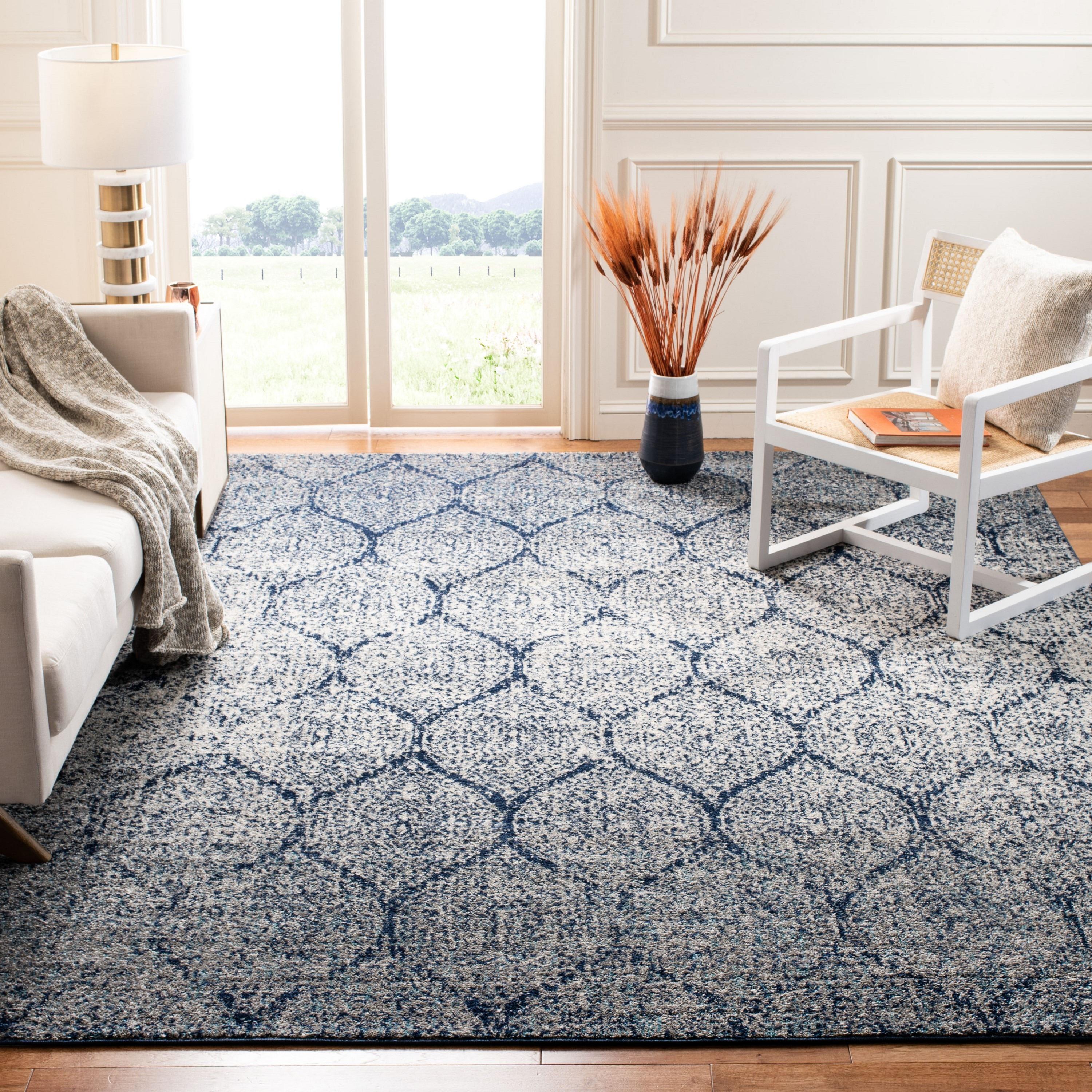 Madison MAD604 Power Loomed Indoor Area Rug - Navy/Silver - 9'x9' - Safavieh.