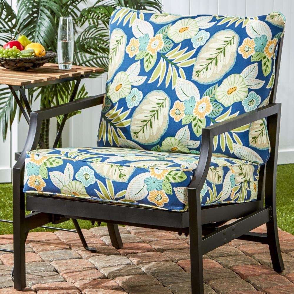 Greendale Home Fashions 2-Piece Marlow Blue Floral 24"W Premium Deep Seat Cushion Set